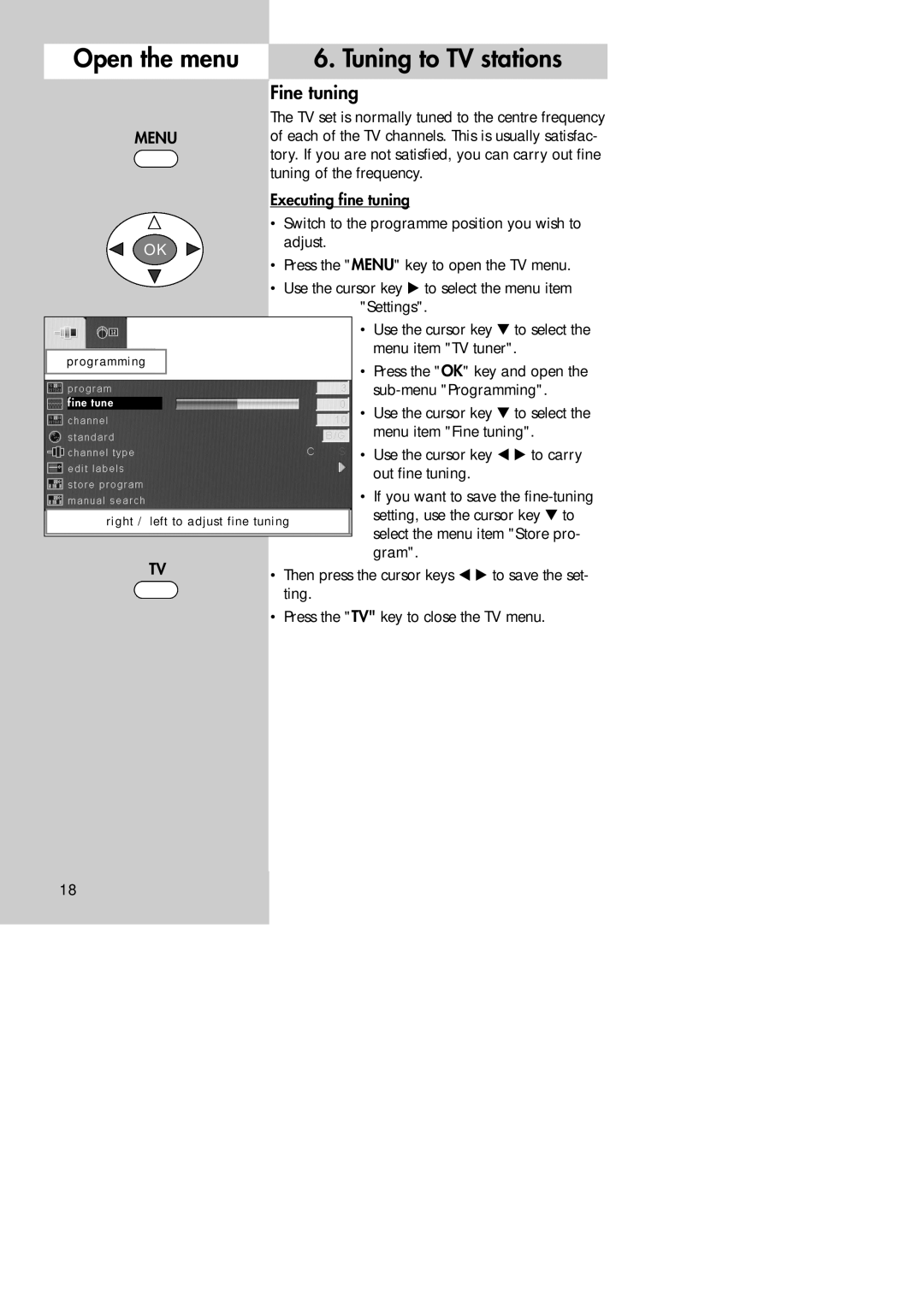 Metz 30 TL 55, 30 LCD-TV PIP manual Fine tuning 