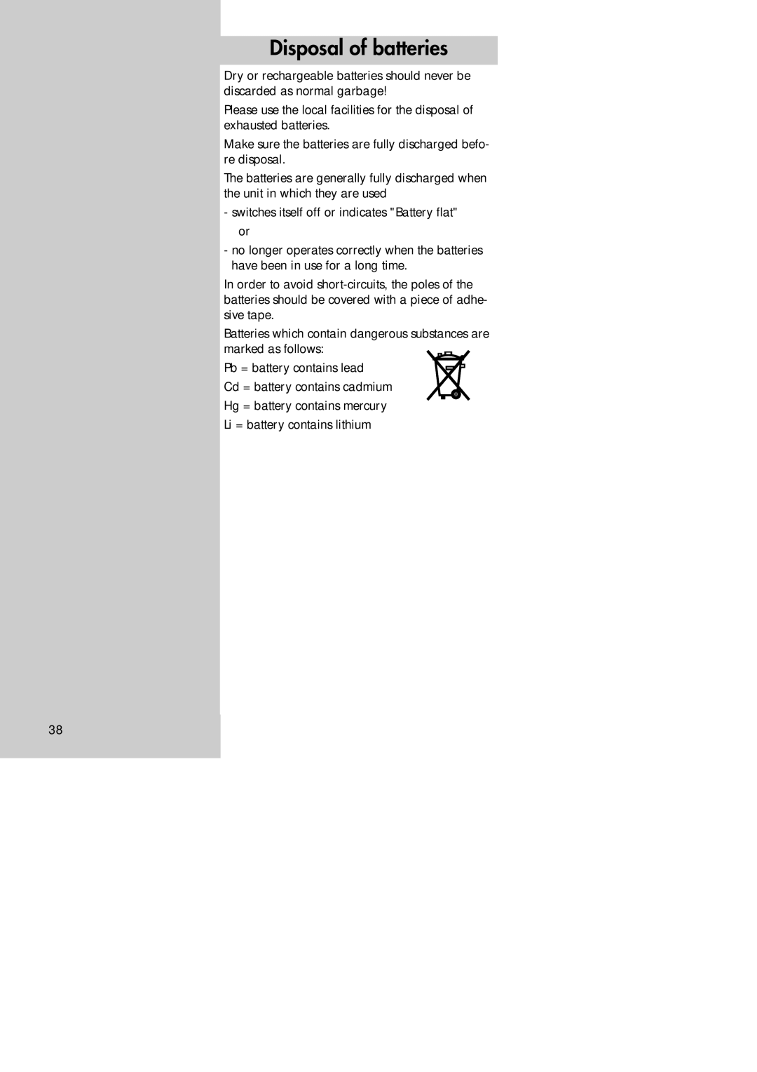 Metz 30 TL 55, 30 LCD-TV PIP manual Disposal of batteries 