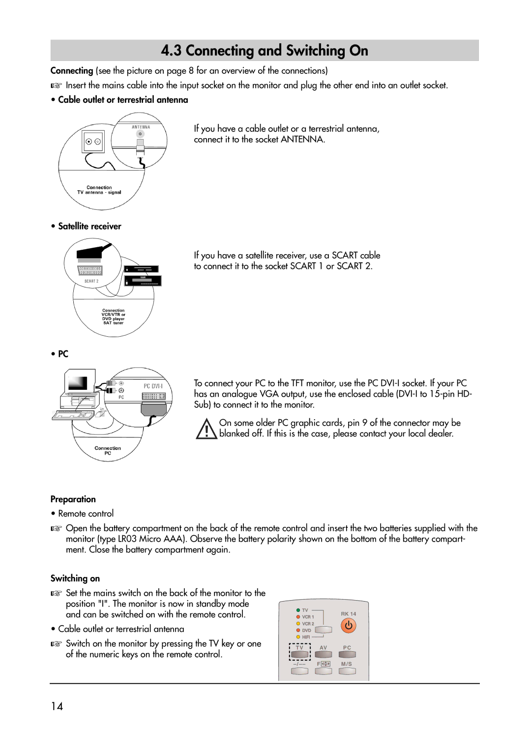 Metz 40 TK 81 manual Connecting and Switching On 