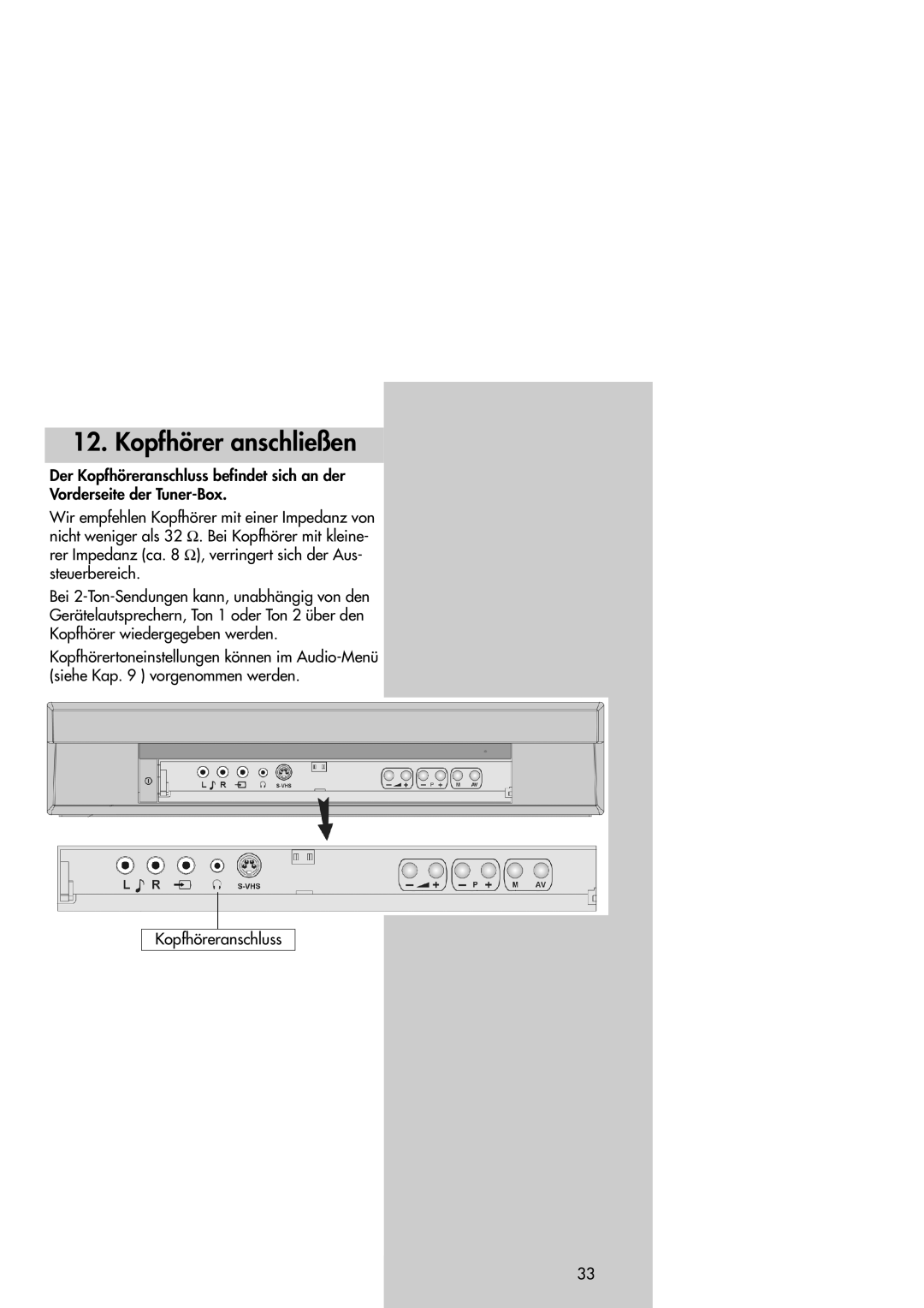 Metz 42TM92 operating instructions Kopfhörer anschließen 