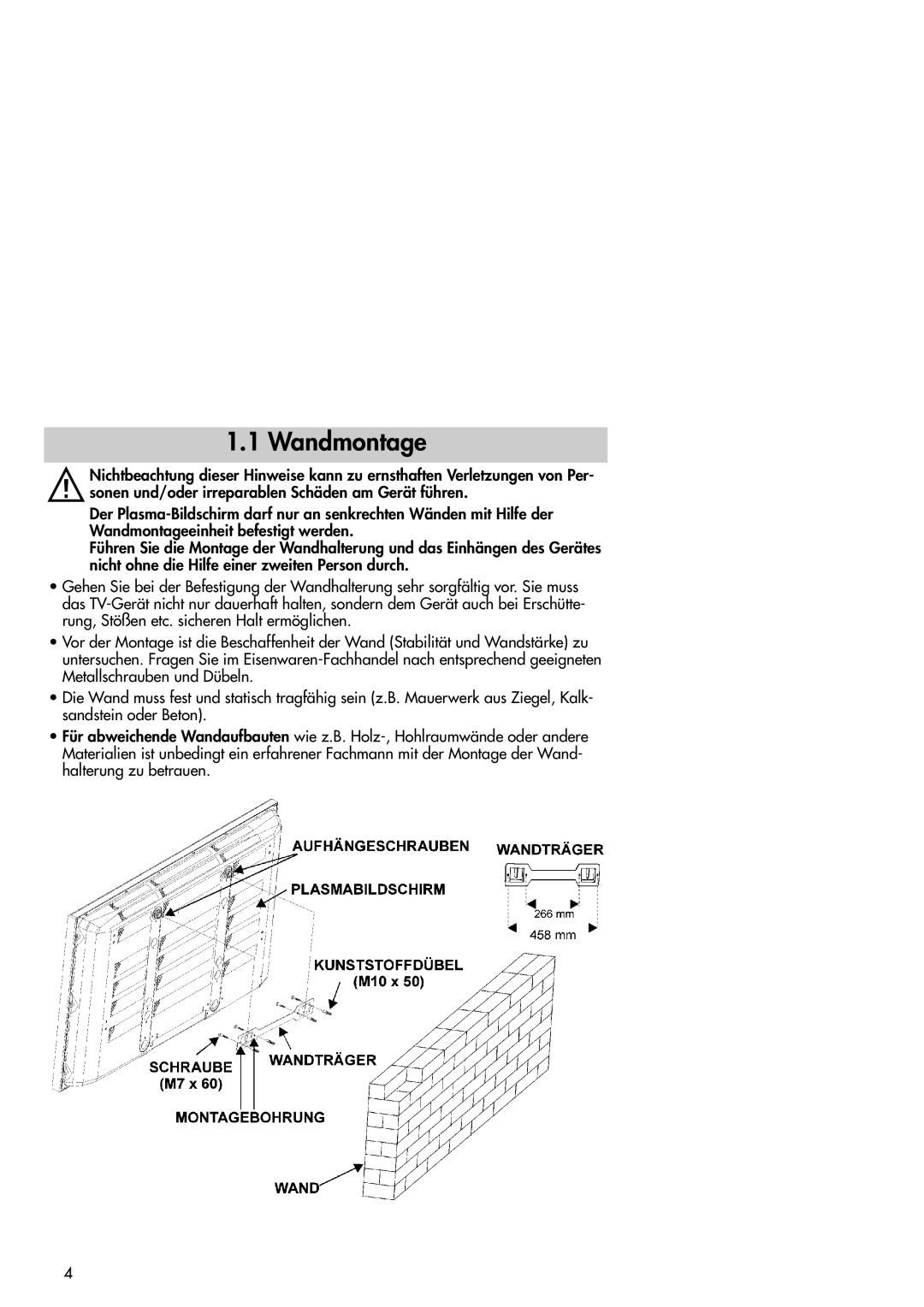 Metz 42TM92 operating instructions Wandmontage 