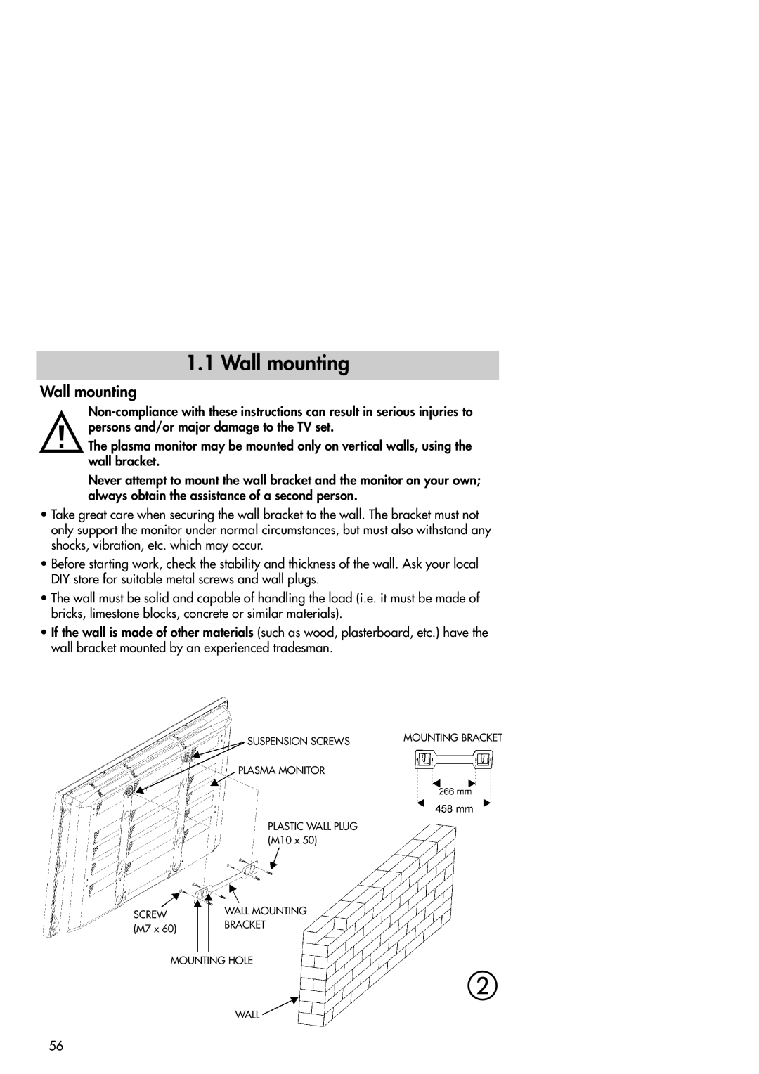 Metz 42TM92 operating instructions Wall mounting 