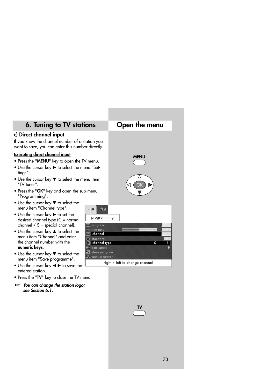 Metz 42TM92 operating instructions Direct channel input, Entered station 