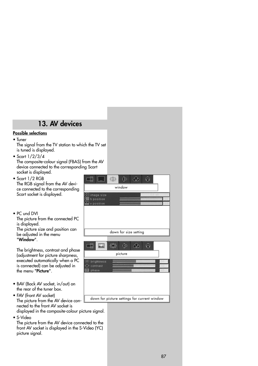 Metz 42TM92 operating instructions AV devices 