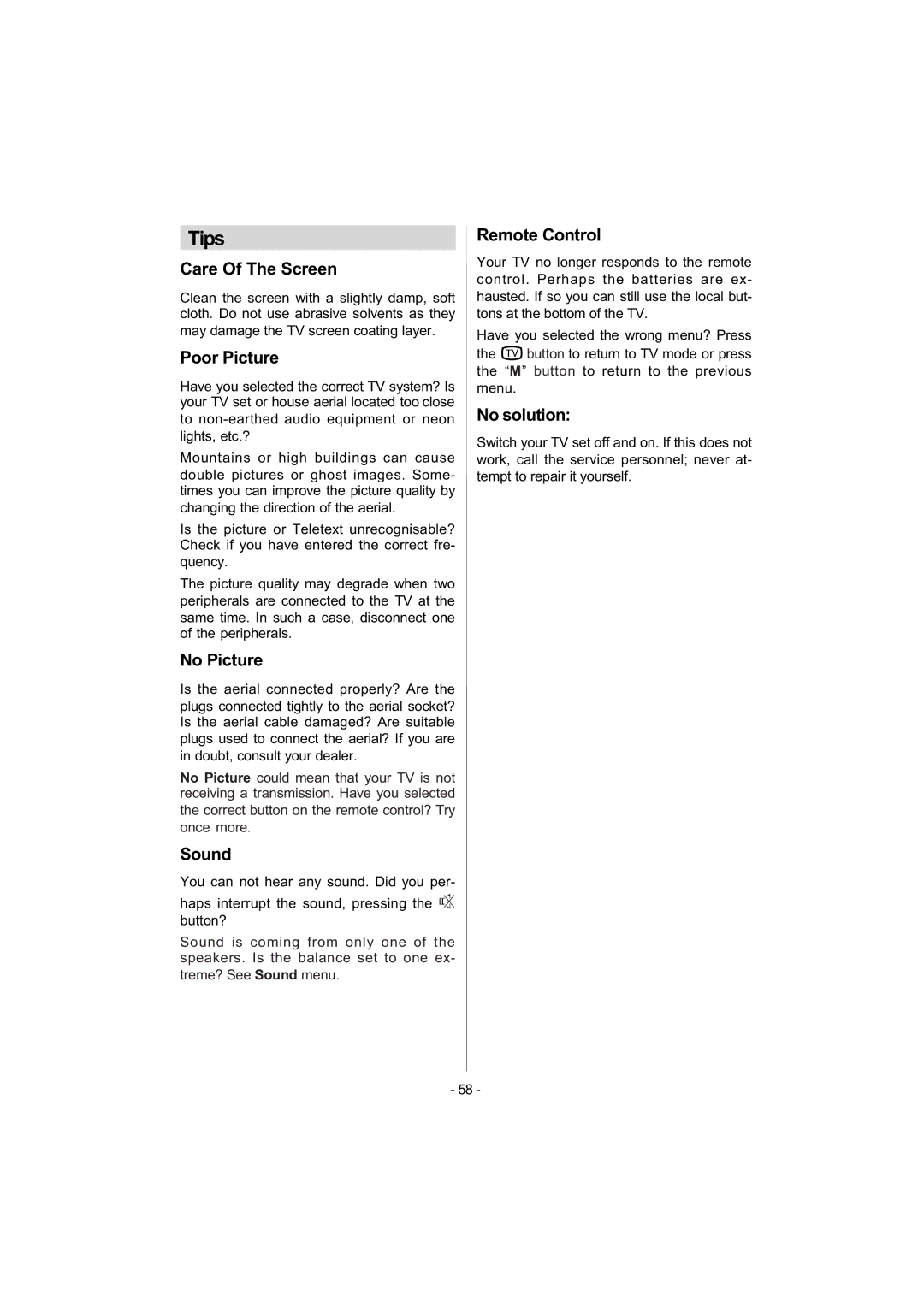 Metz 42TN92 manual Tips 