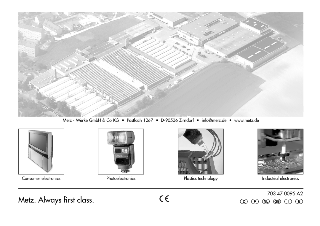 Metz 44 AF-3M instruction manual 703 47 0095.A2, Consumer electronics Photoelectronics Plastics technology 