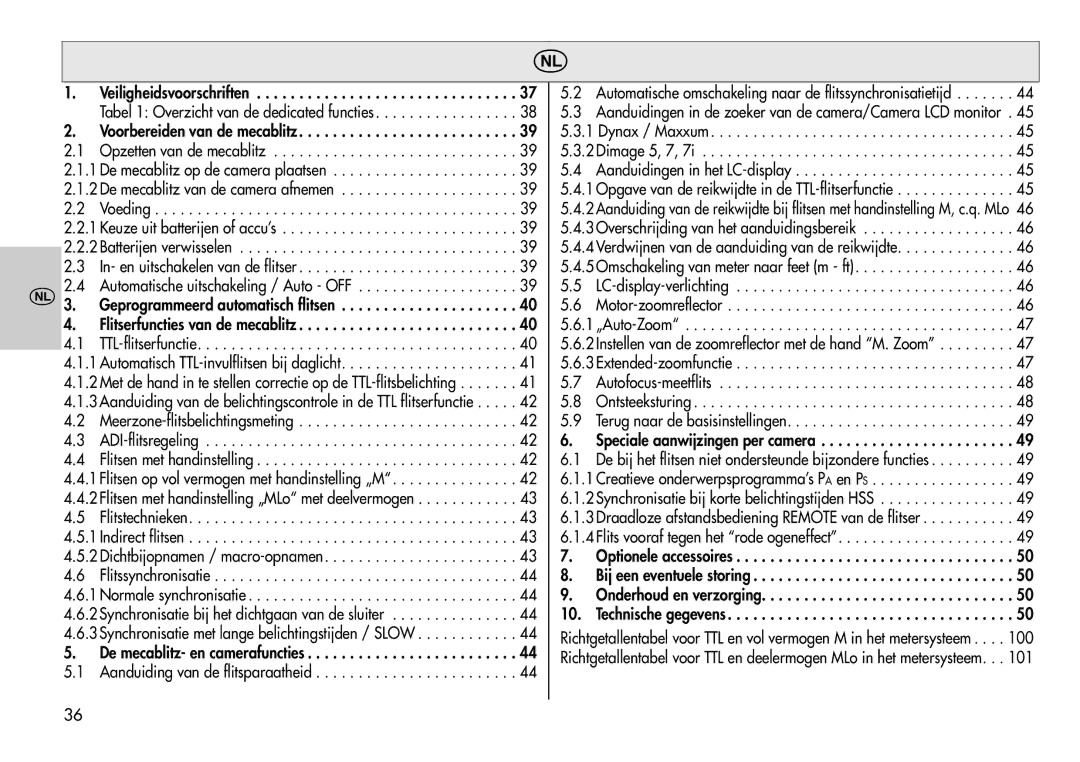 Metz 44 AF-3M instruction manual Geprogrammeerd automatisch flitsen 