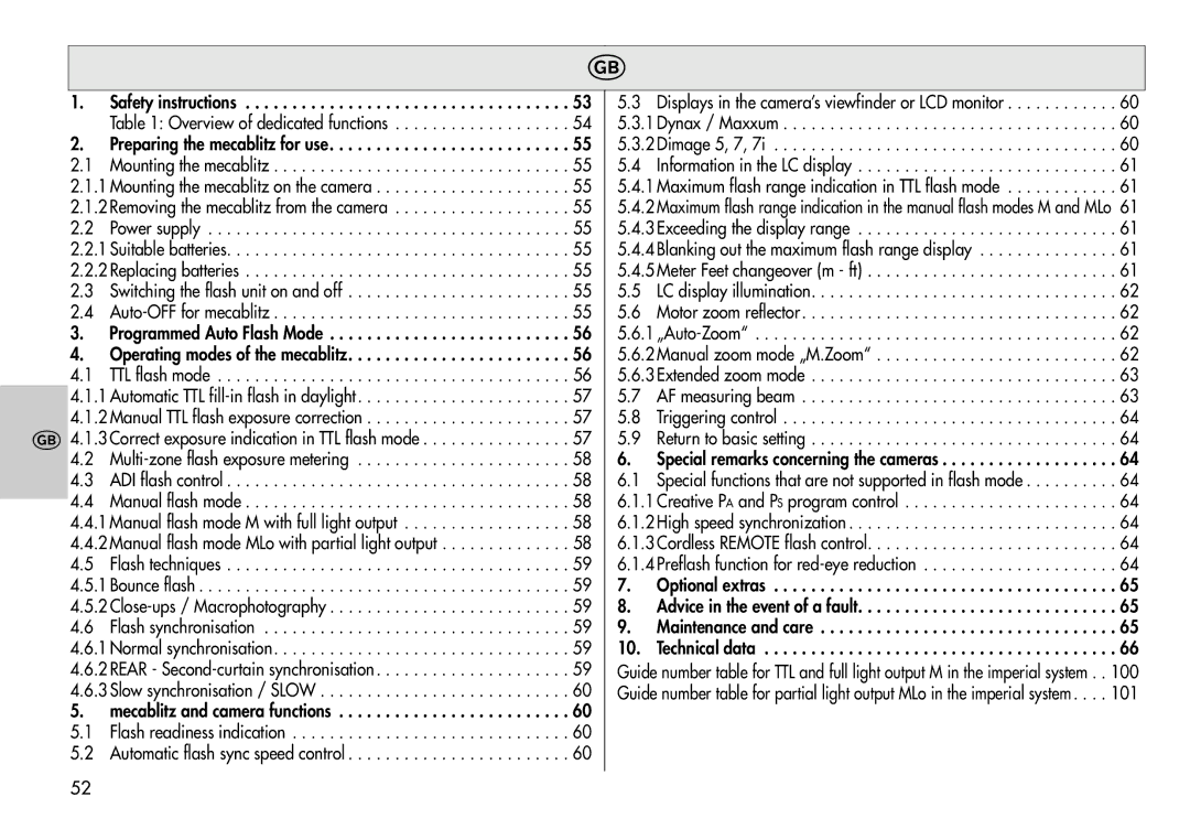 Metz 44 AF-3M instruction manual Safety instructions Overview of dedicated functions 