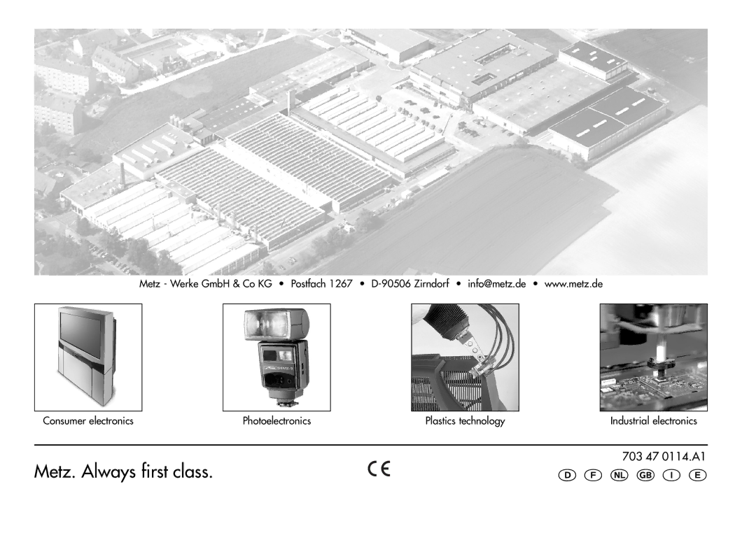 Metz 44 MZ-2 instruction manual 703 47 0114.A1, Consumer electronics Photoelectronics Plastics technology 