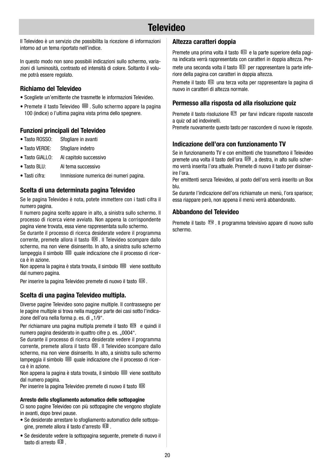 Metz 55TH34 VT, 55TH35 - VT operating instructions Televideo 