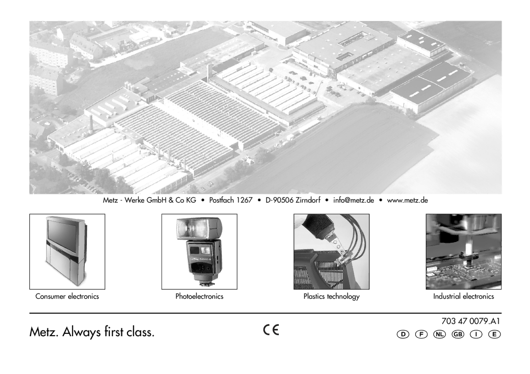 Metz 60 CT-1 instruction manual 703 47 0079.A1, Consumer electronics Photoelectronics Plastics technology 