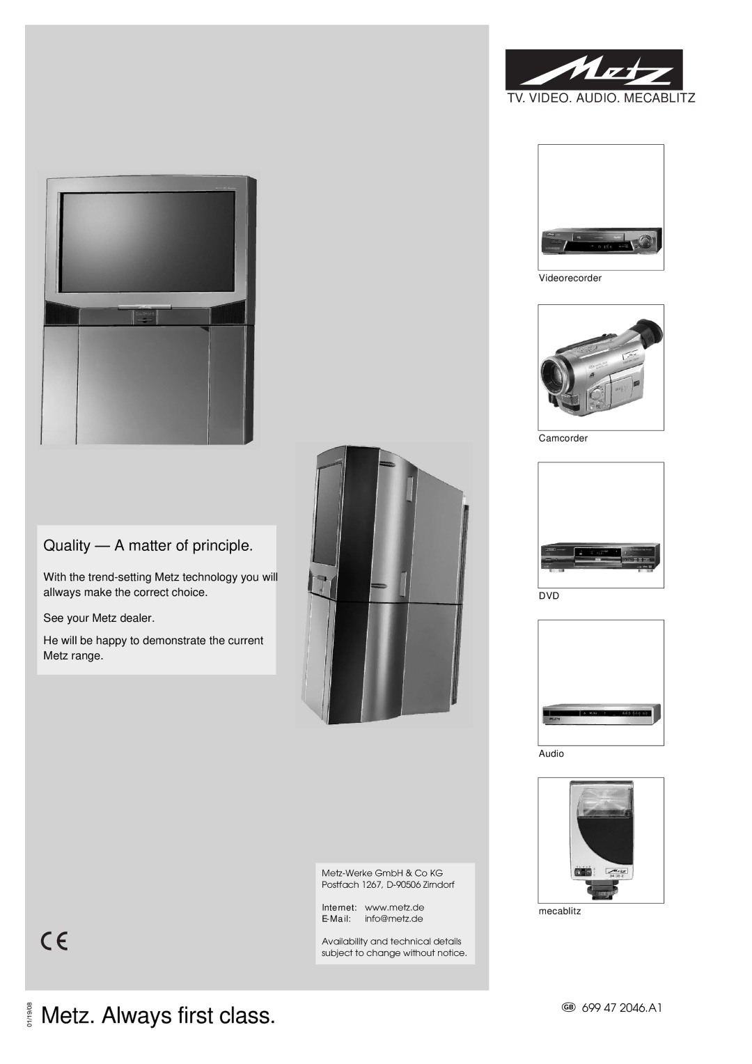 Metz 63 TF 51, 70 TF 53 manual Metz. Always first class 