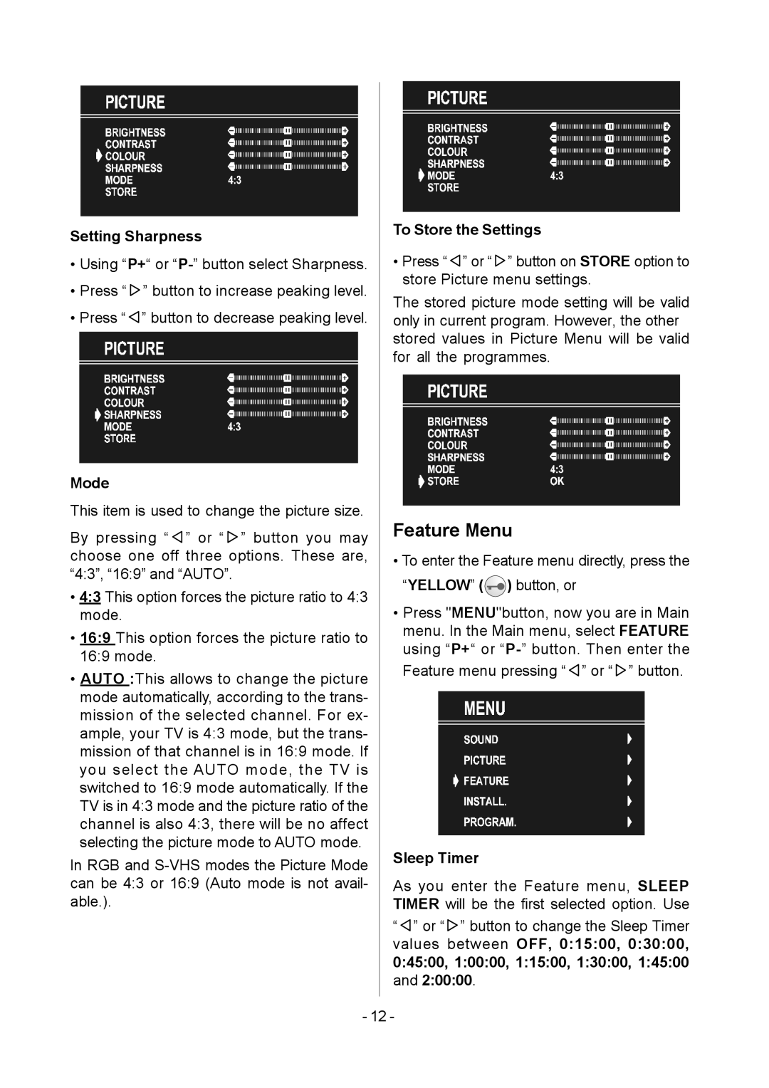 Metz MF 55TK36 operating instructions Feature Menu 