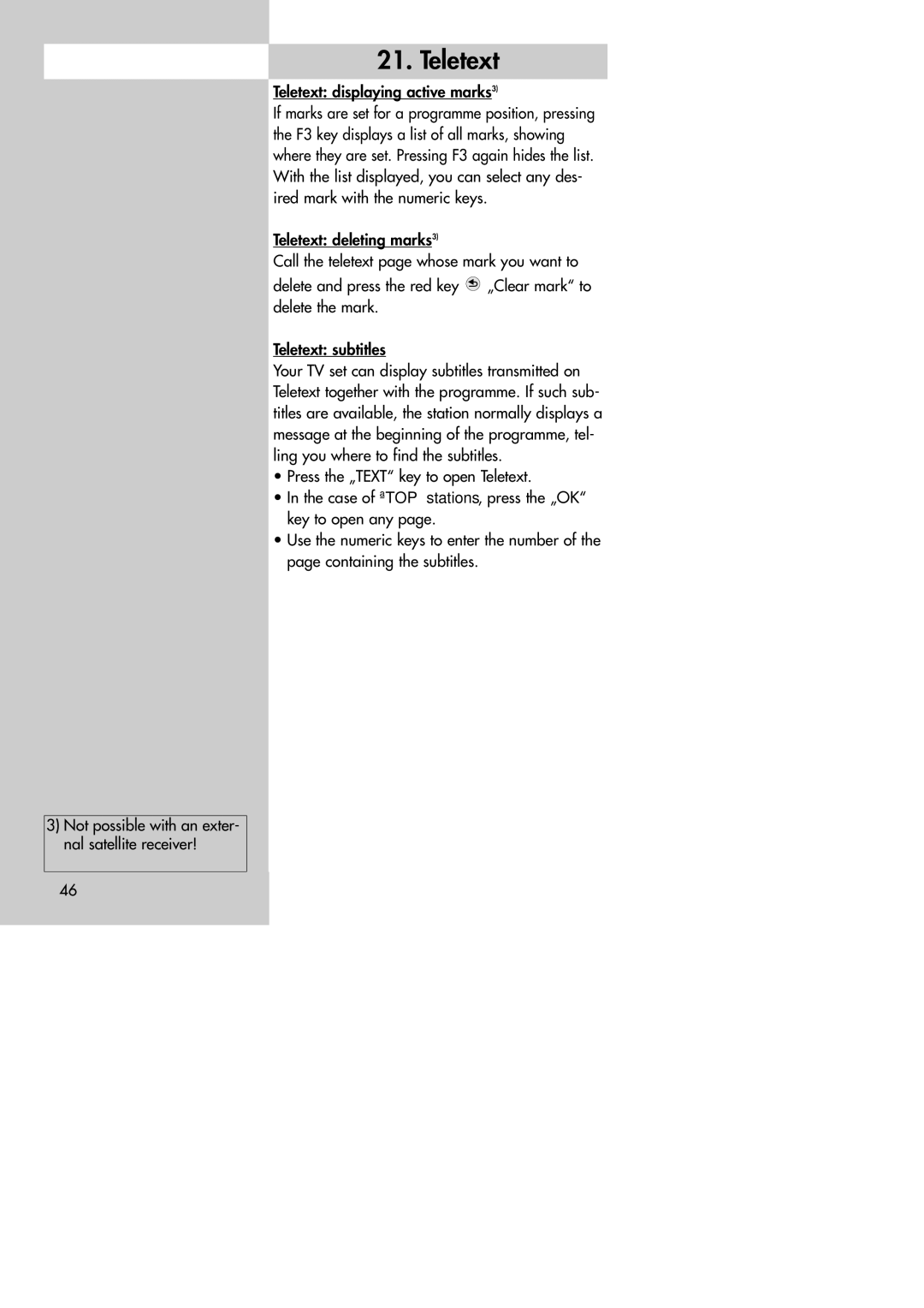 Metz MF 72TK80, MF 72TK81, MF 72TK86, MF 82TK96, MF 82TK97, MF 84TK89 manual Teletext displaying active marks3 