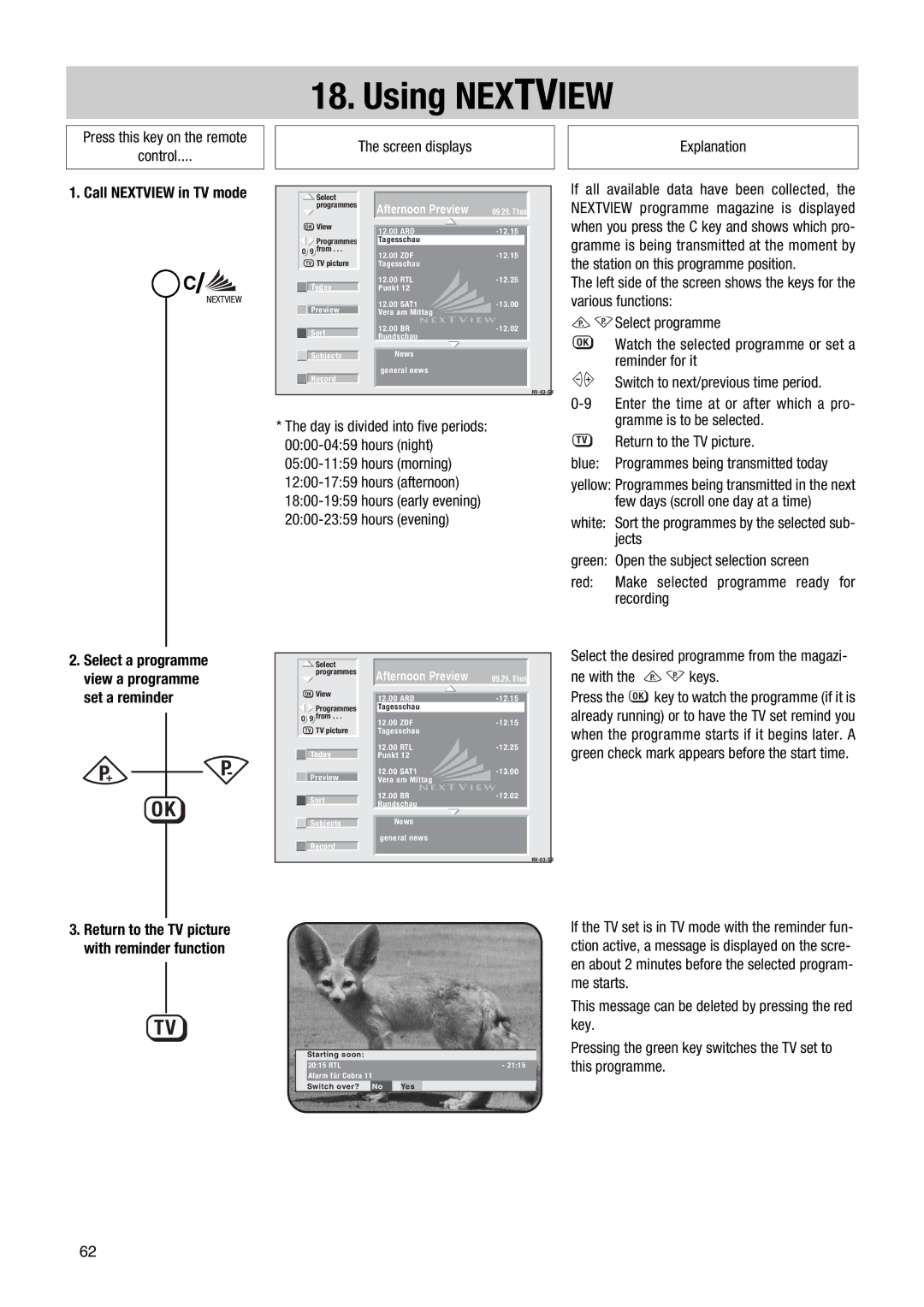 Metz MF PIP 72TF81 manual Using Nextview, Ne with + P- keys 