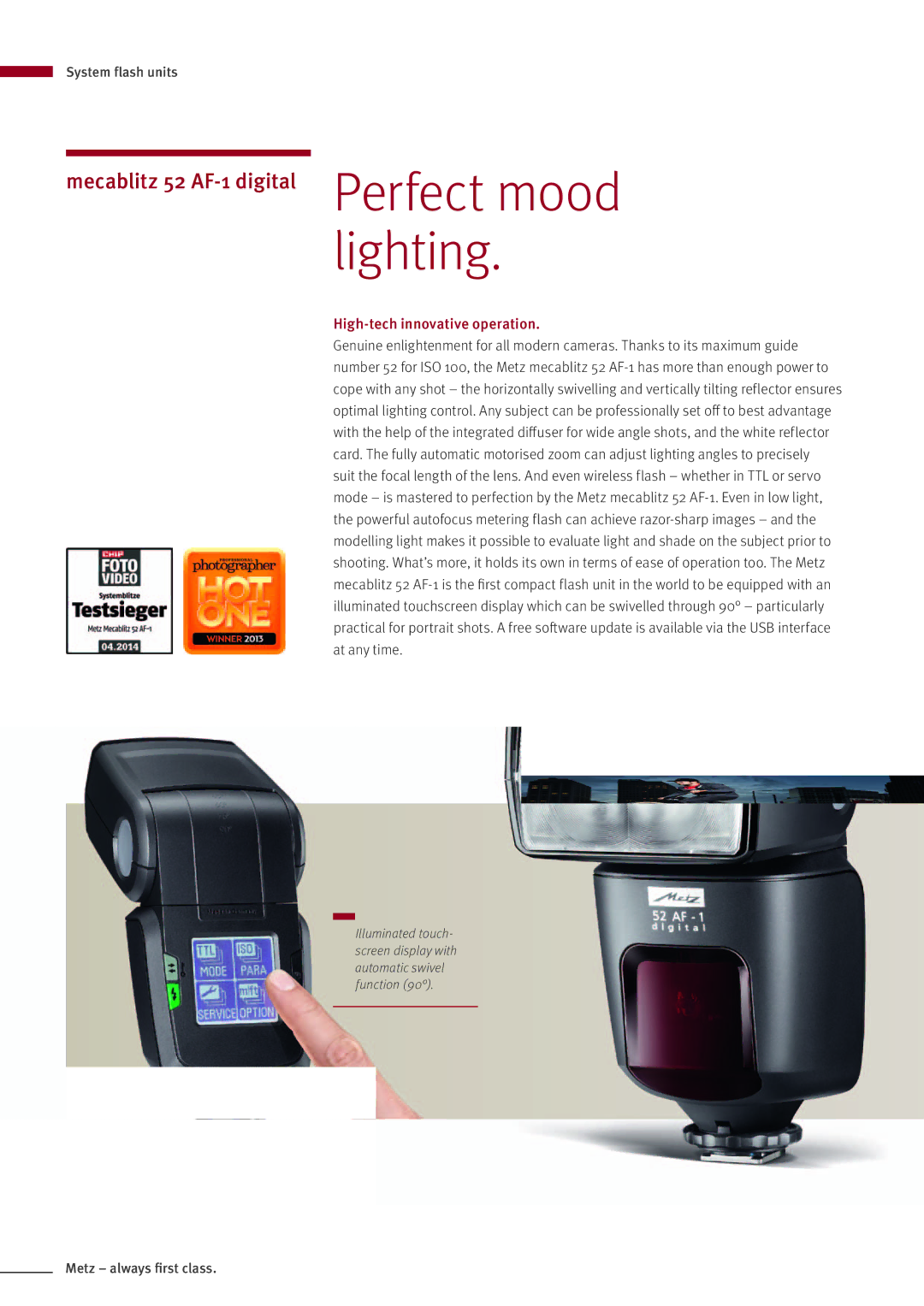 Metz MZ 44314N manual Lighting, High-tech innovative operation 