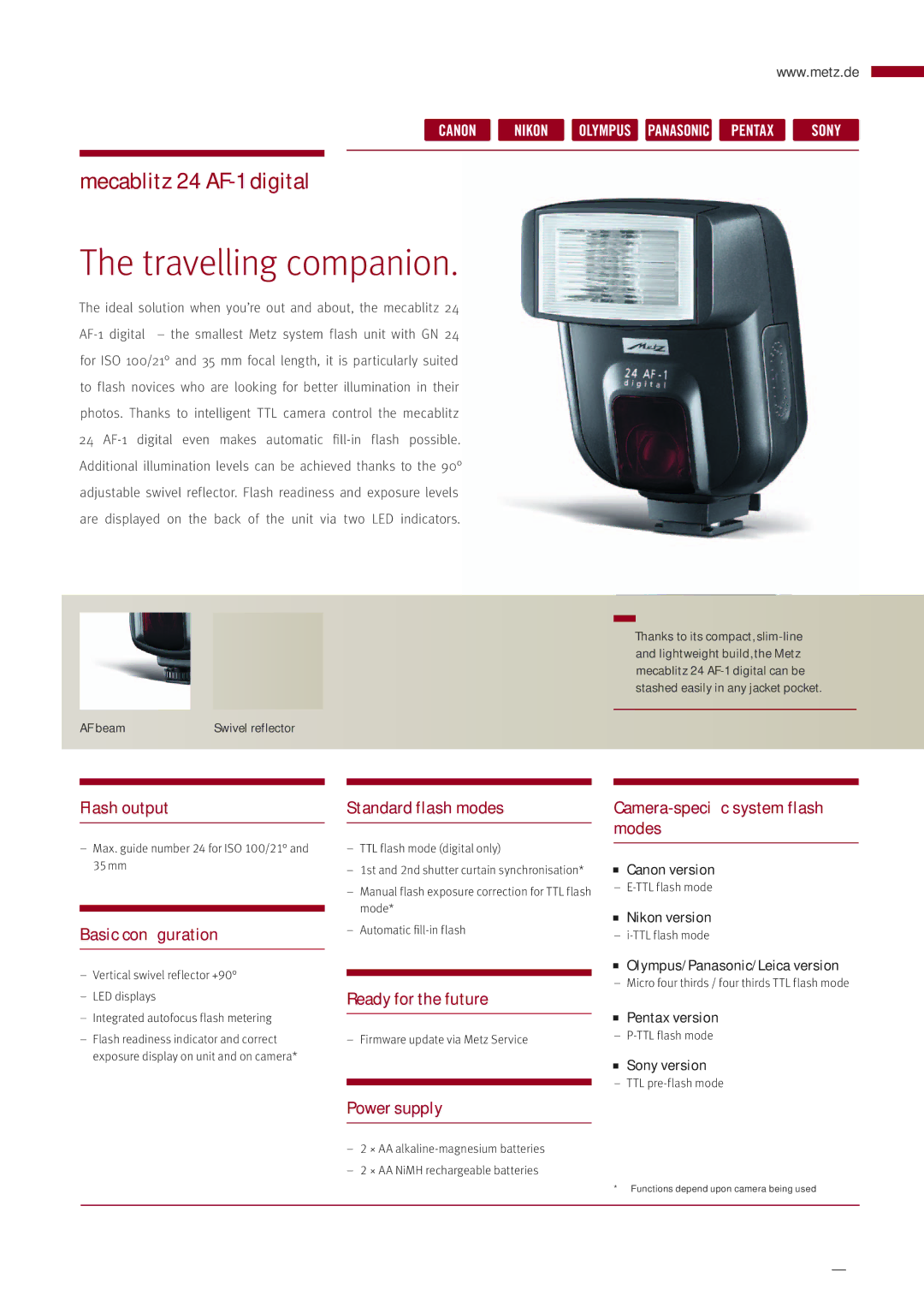 Metz MZ 44314N manual Travelling companion 