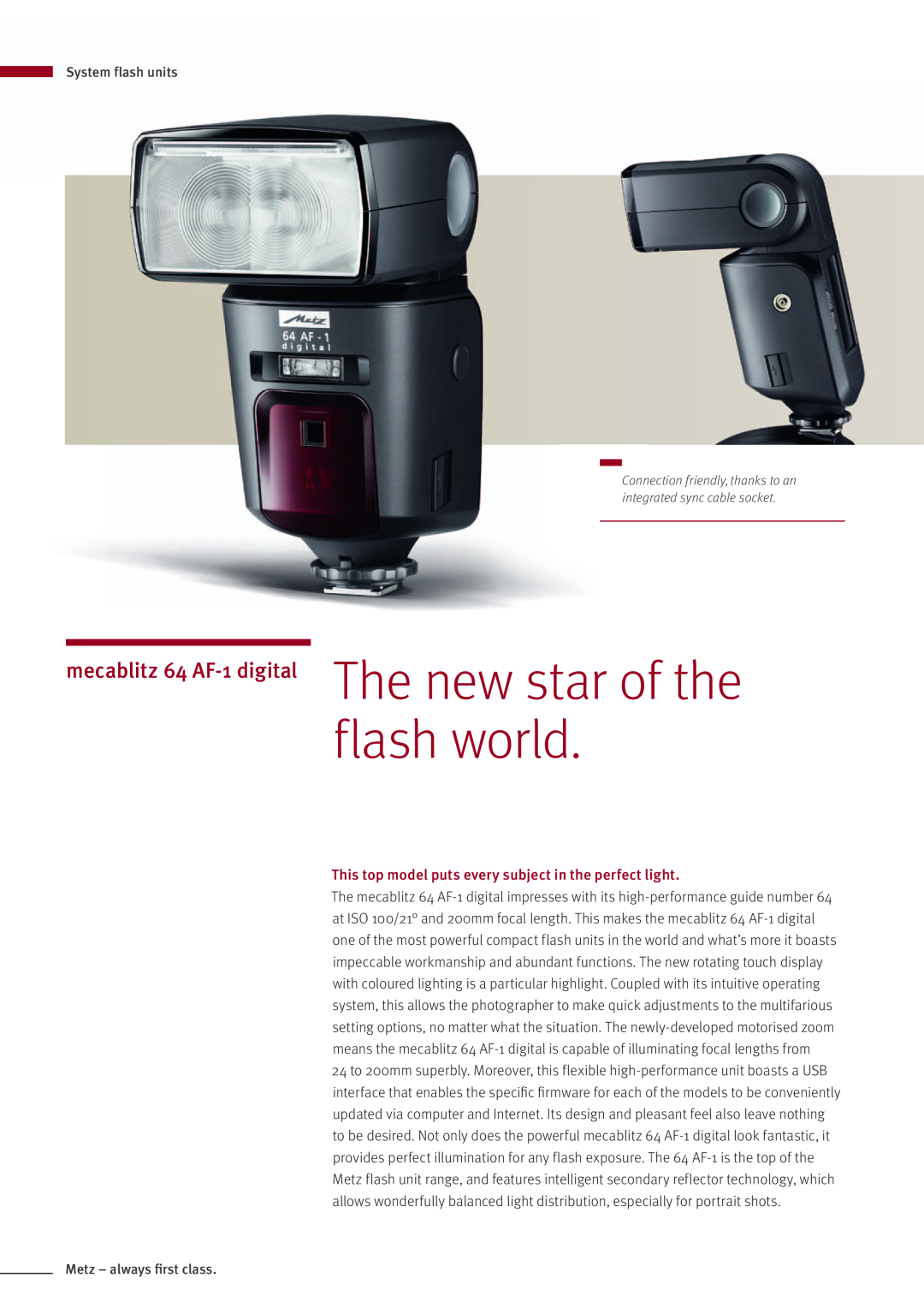 Metz MZ 44314N flash world, mecablitz 64 AF-1 digital The new star of the, System flash units, Metz - always first class 