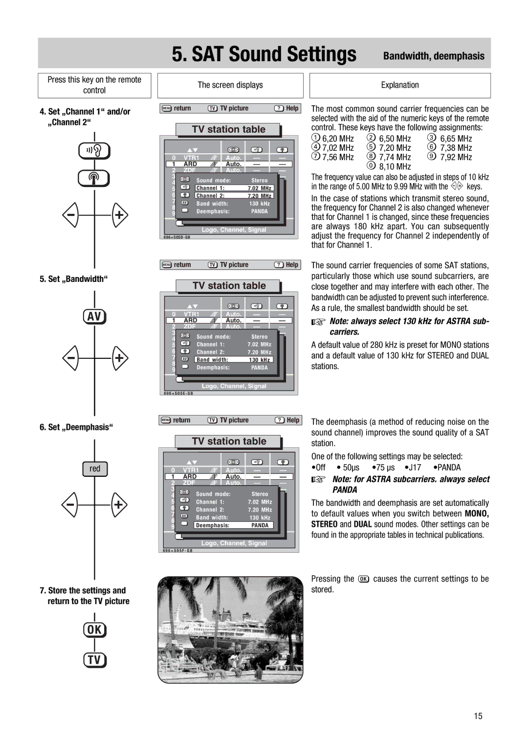 Metz NB 1018, 082 NB, 1014 083, 081, NB 1010 operating instructions Set „Channel 1 and/or 