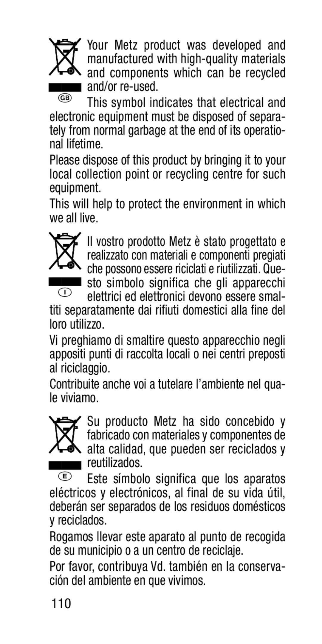 Metz SCA 3202-M manual 110 