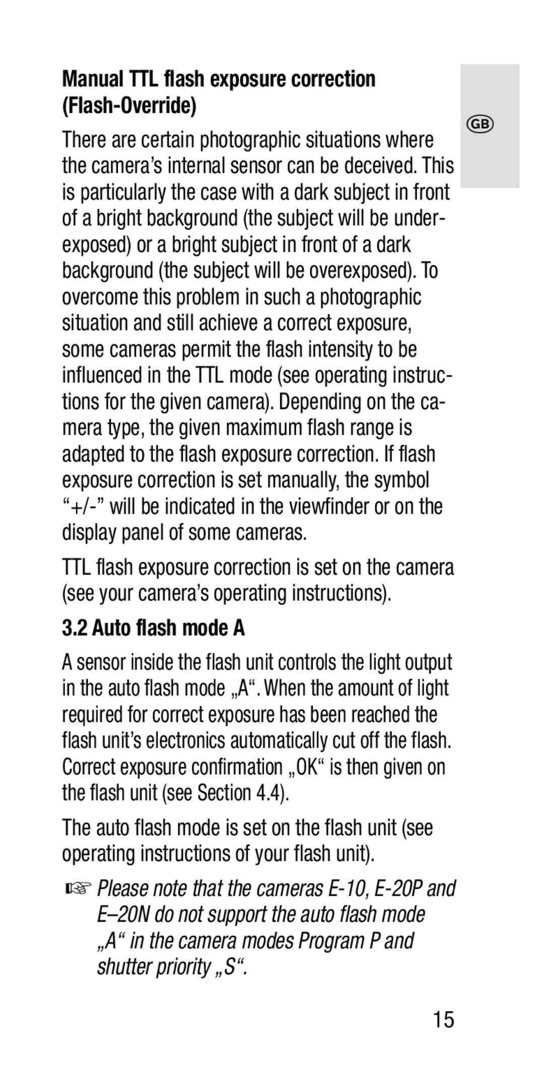 Metz SCA 3202-M manual Auto flash mode a, Manual TTL flash exposure correction Flash-Override 