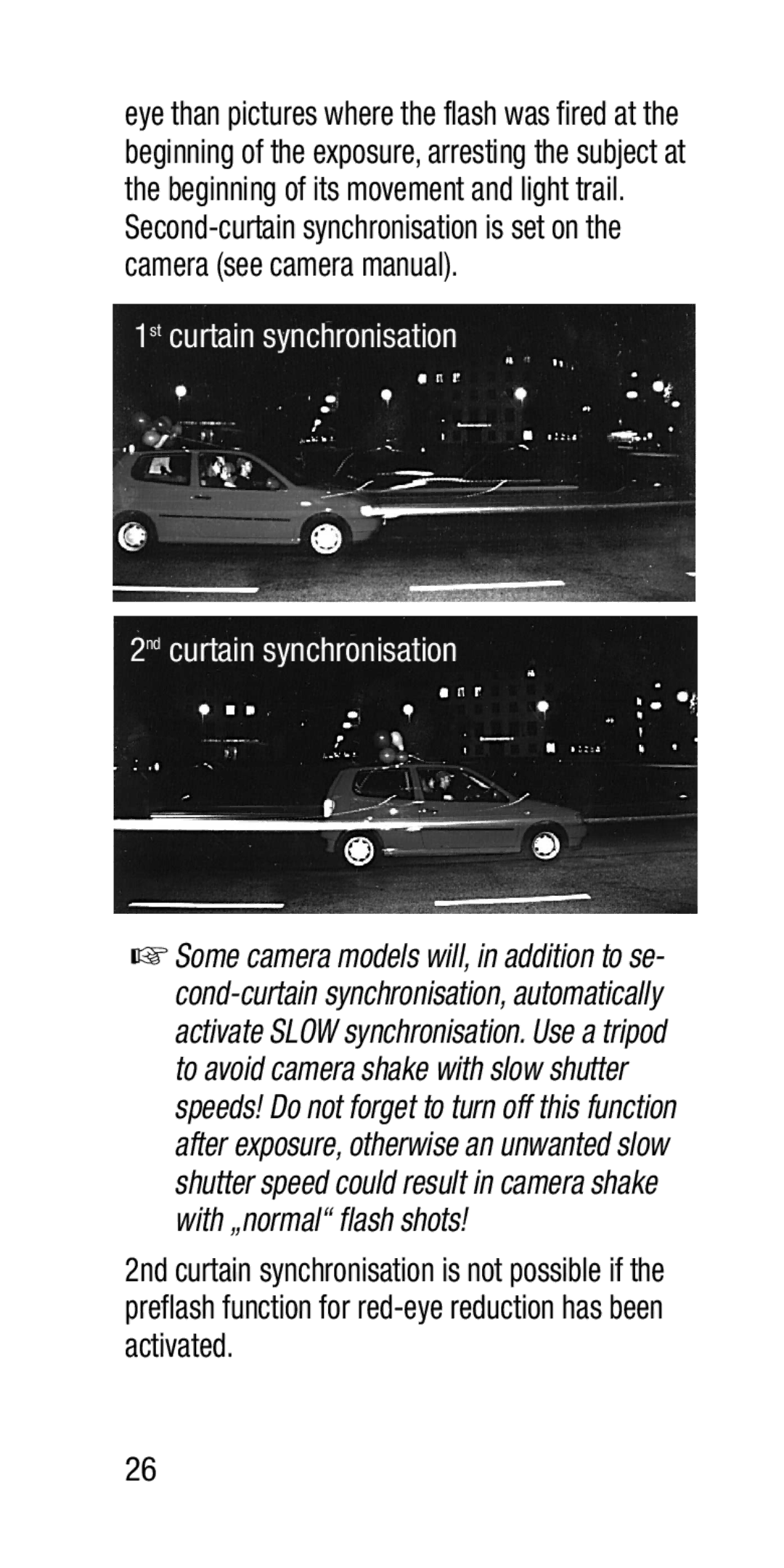 Metz SCA 3202-M manual 1st curtain synchronisation 2nd curtain synchronisation 