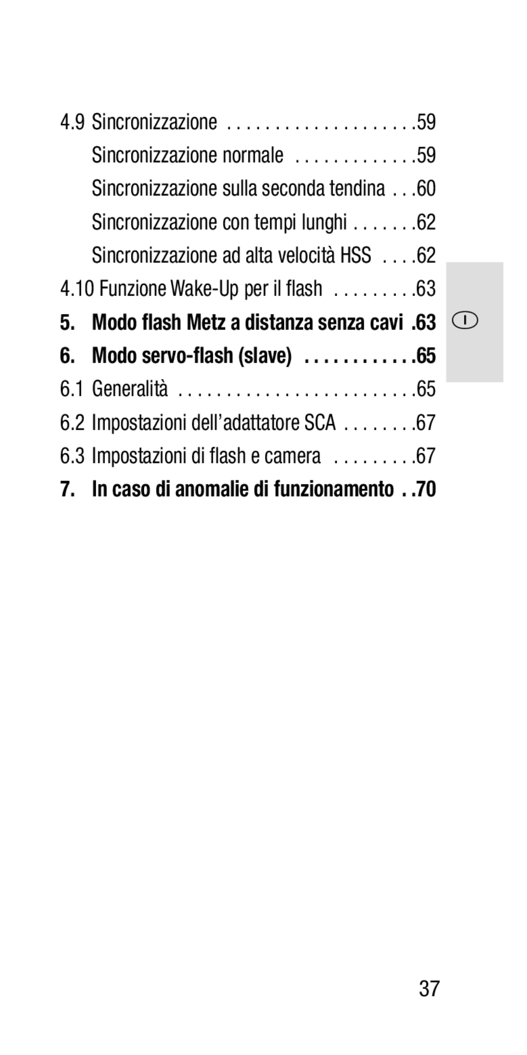 Metz SCA 3202-M manual Modo servo-flash slave, Caso di anomalie di funzionamento 