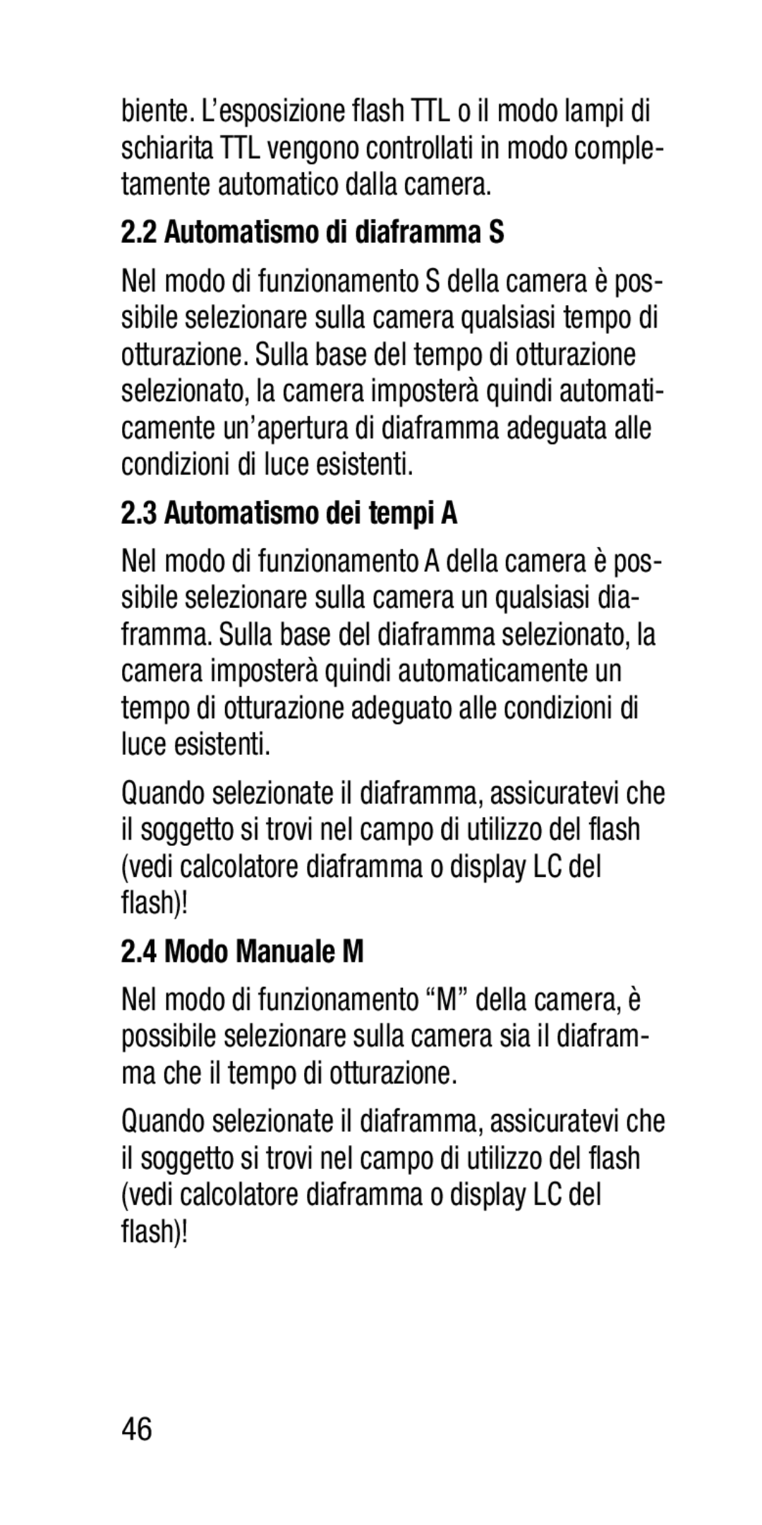 Metz SCA 3202-M manual Automatismo di diaframma S, Automatismo dei tempi a, Modo Manuale M 