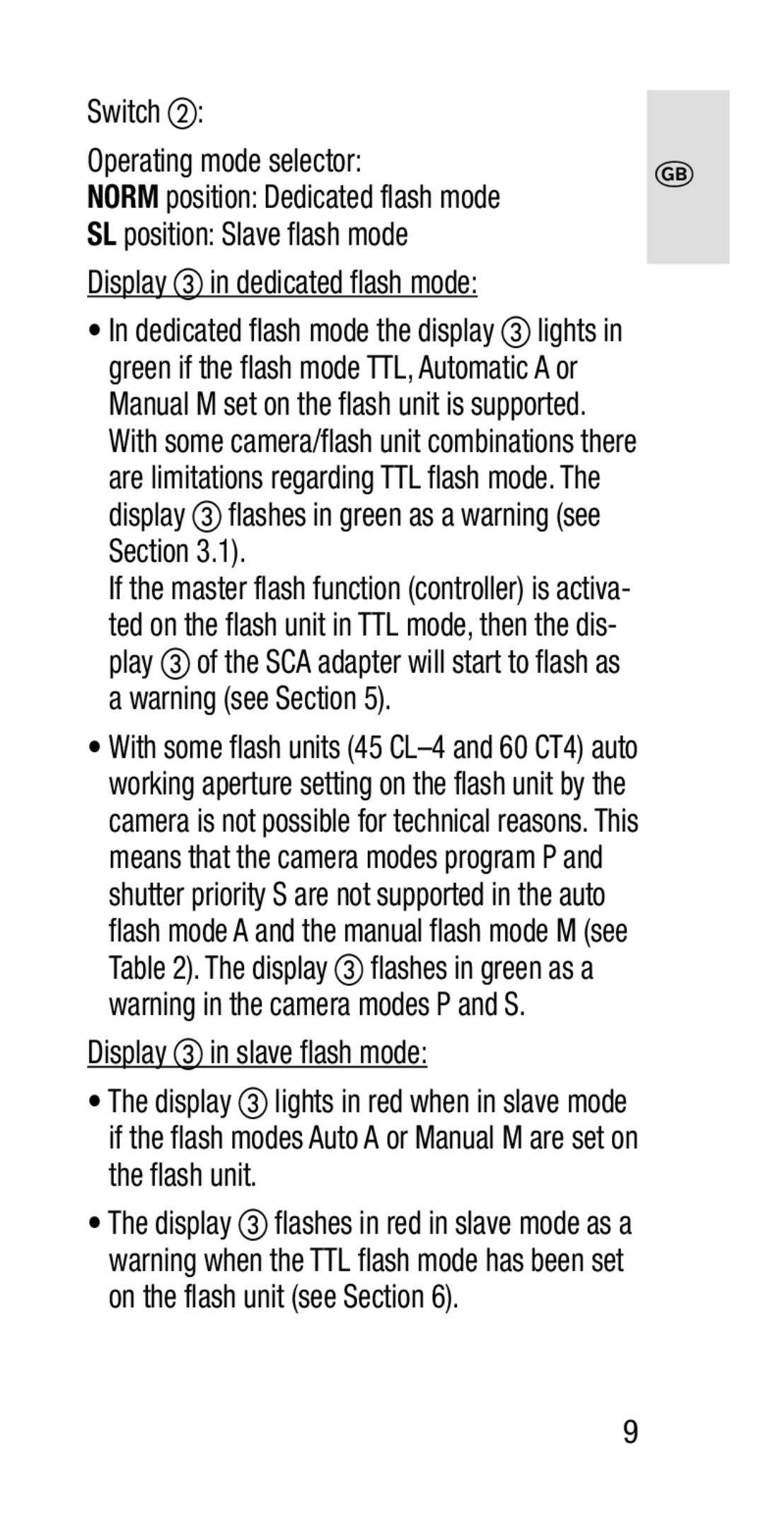 Metz SCA 3202-M manual Dedicated flash mode, Display in slave flash mode 