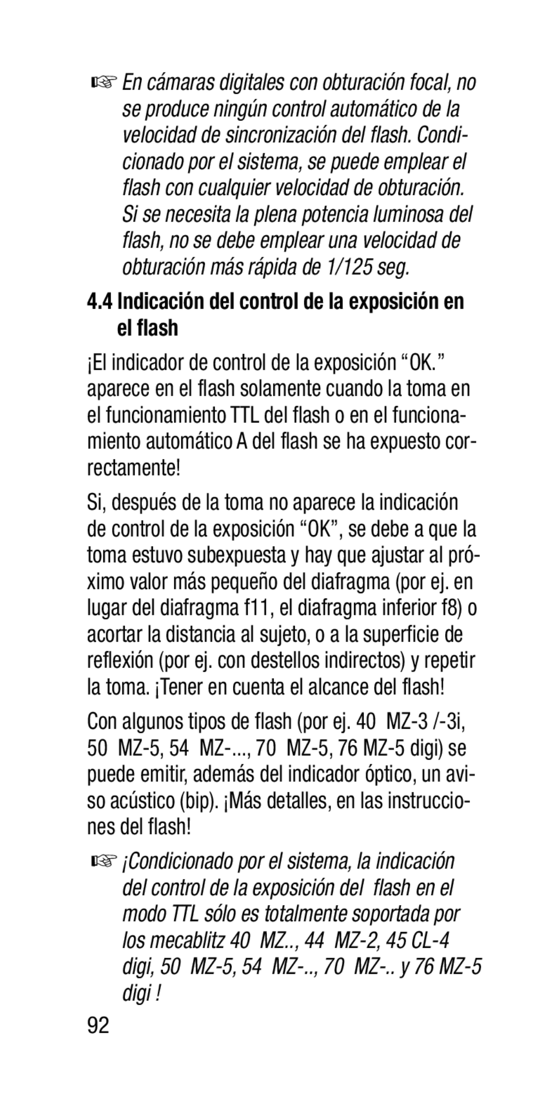 Metz SCA 3202-M manual Indicación del control de la exposición en el flash 