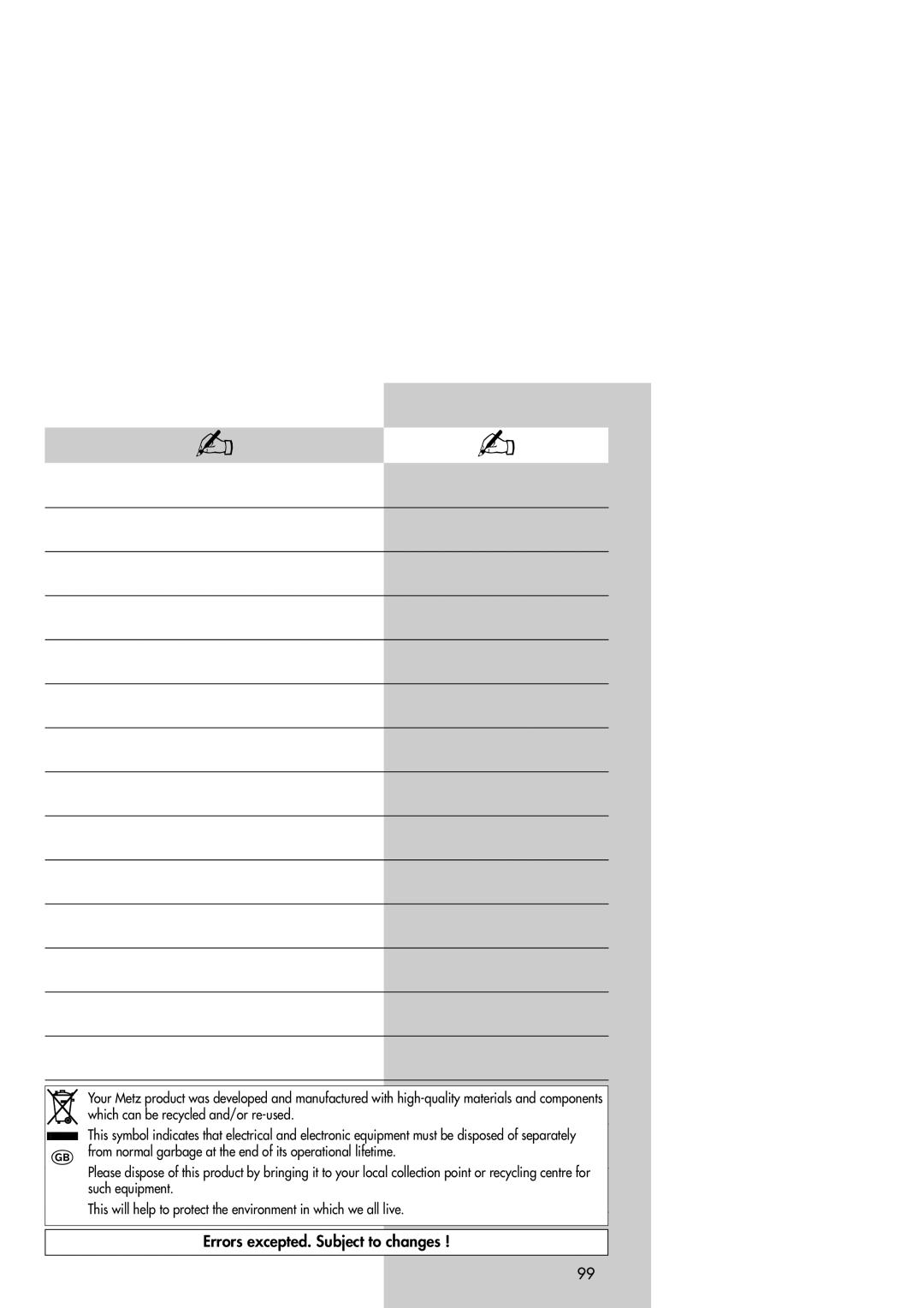 Metz Slim TV manual Errors excepted. Subject to changes 