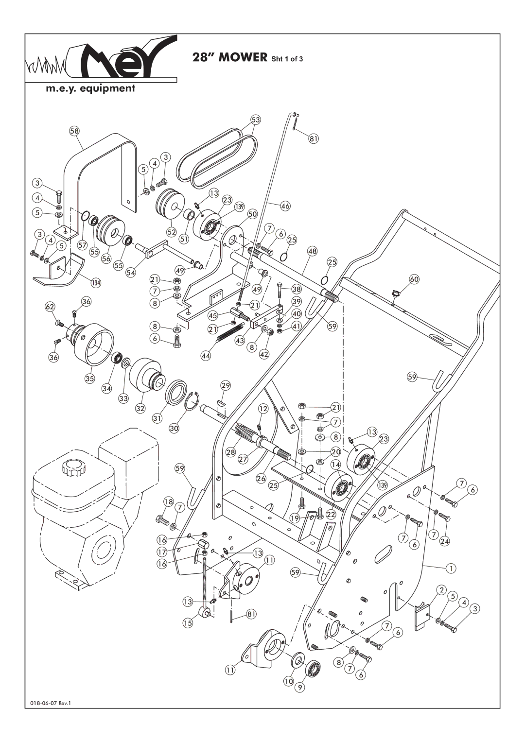 M.E.Y. Equipment 991101 manual Mower Sht 1, Y. equipment 