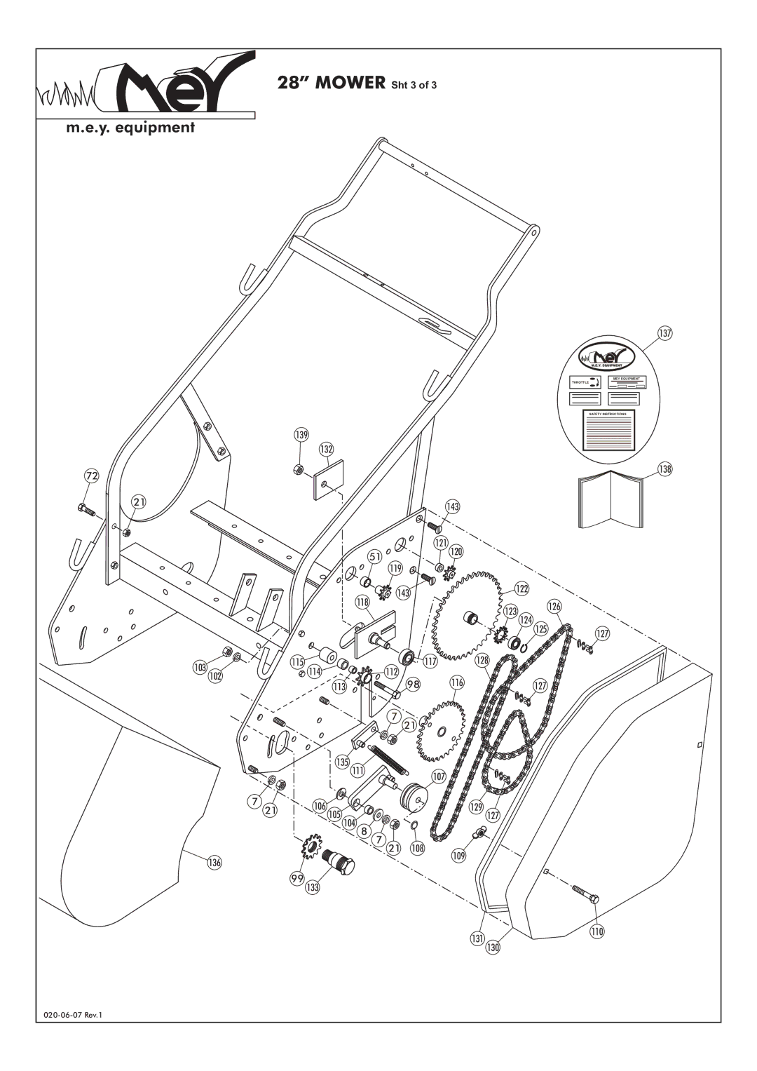 M.E.Y. Equipment 991101 manual Mower Sht 3 