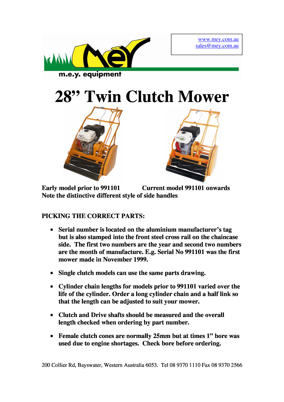 M.E.Y. Equipment 991101 manual 28” Twin Clutch Mower 