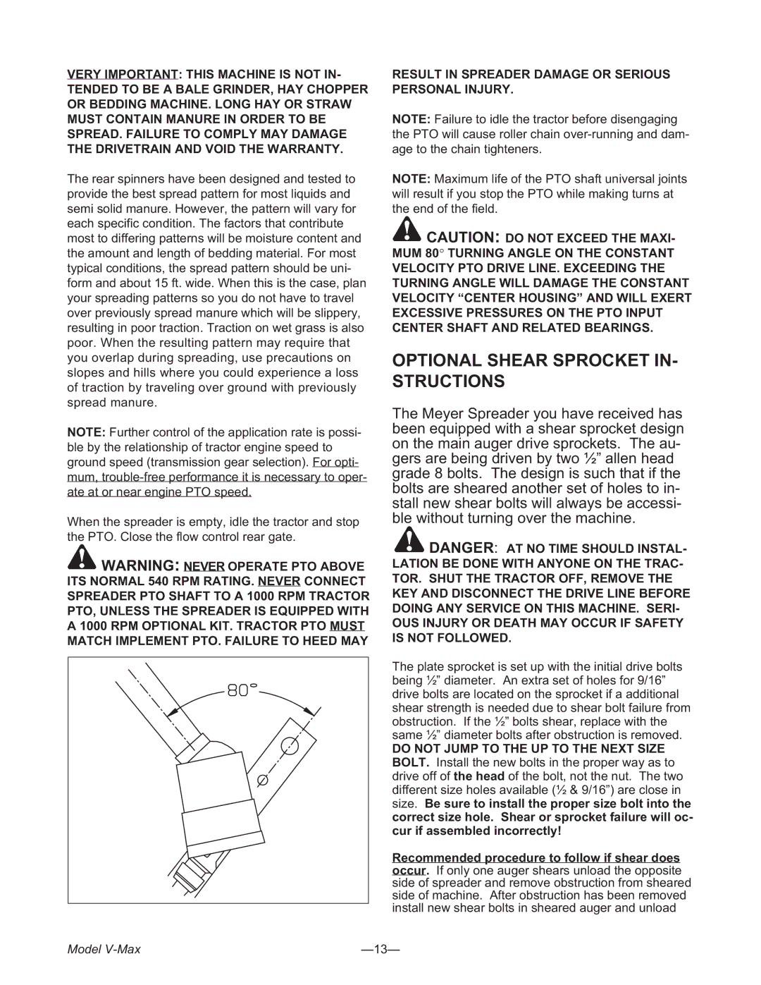 Meyer 2636, 3954, 3245 manual Optional Shear Sprocket IN- Structions 