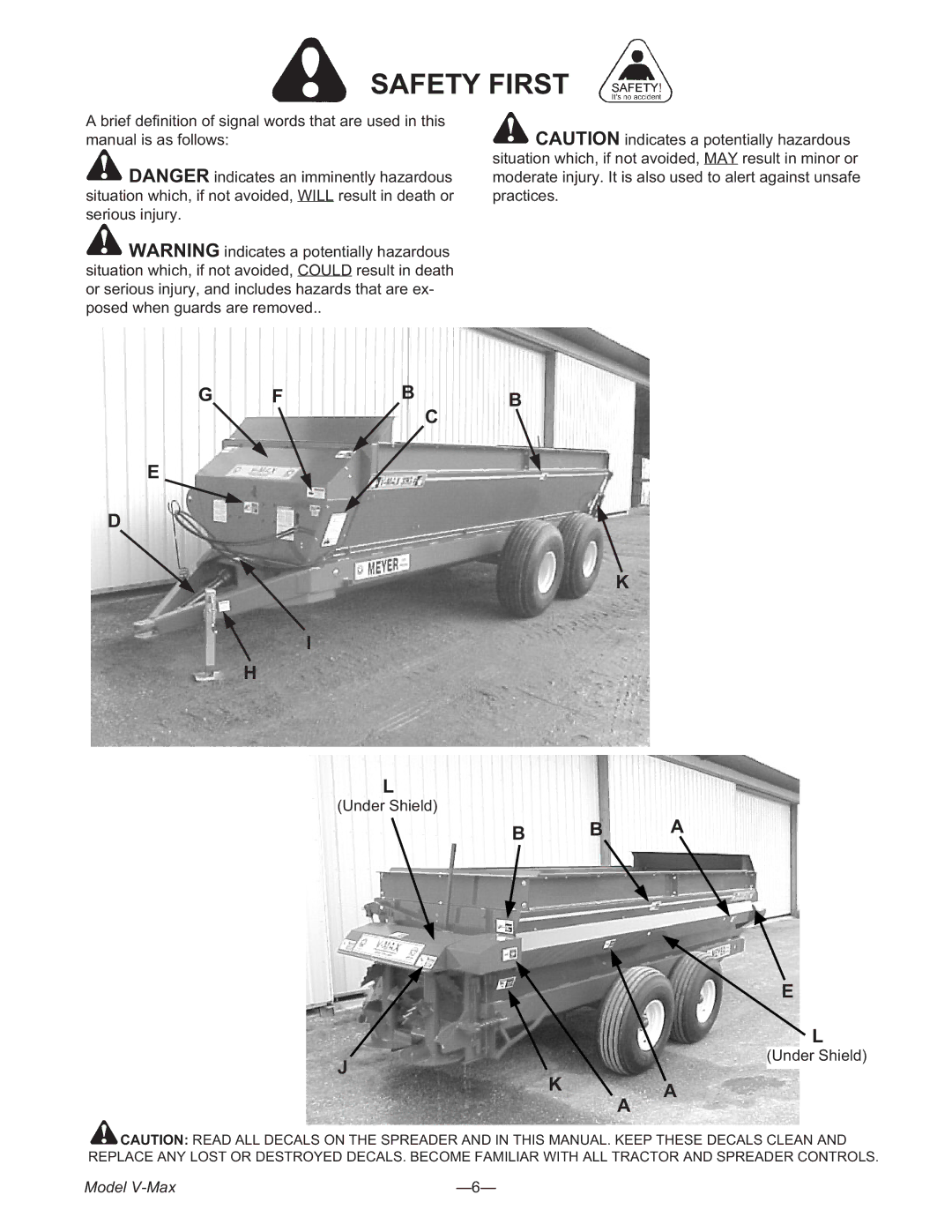 Meyer 3954, 2636, 3245 manual Safety First 