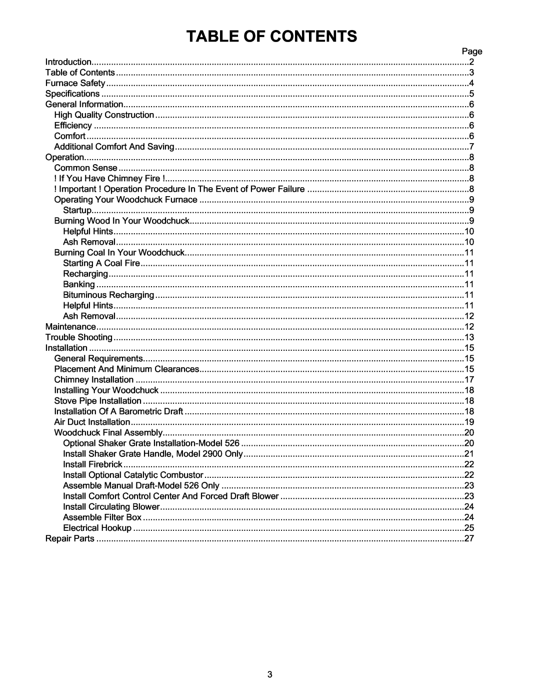 Meyer 526, 2900, 4000 manual Table Of Contents 