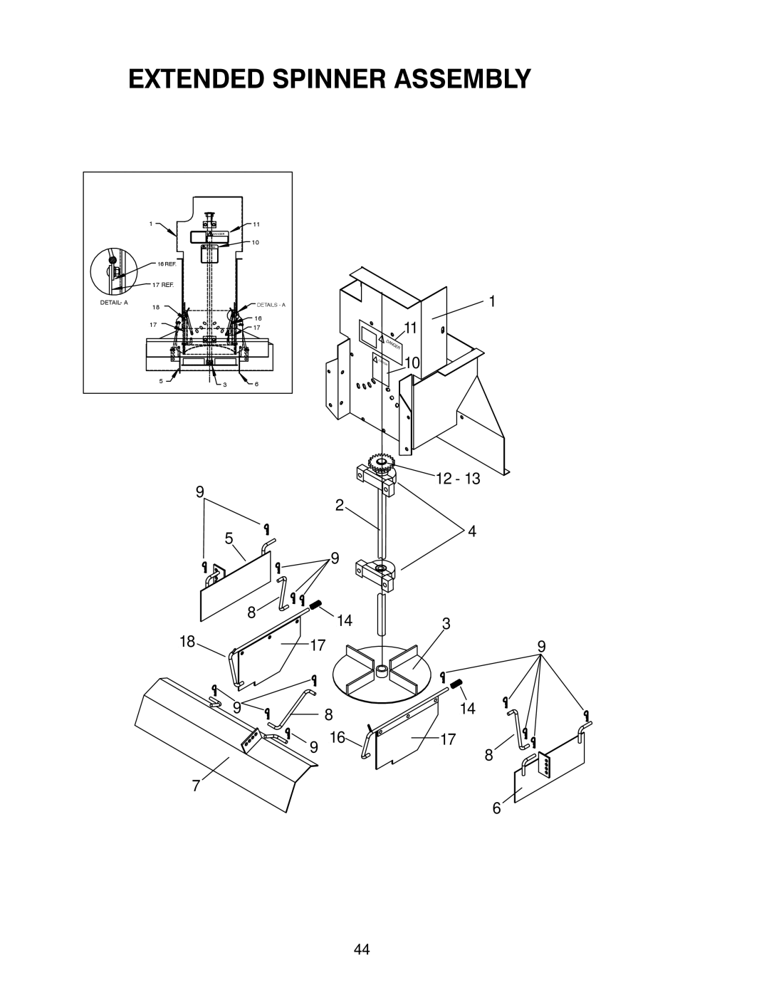 Meyer 62517, 62505, 62209, 62504 instruction manual Extended Spinner Assembly 