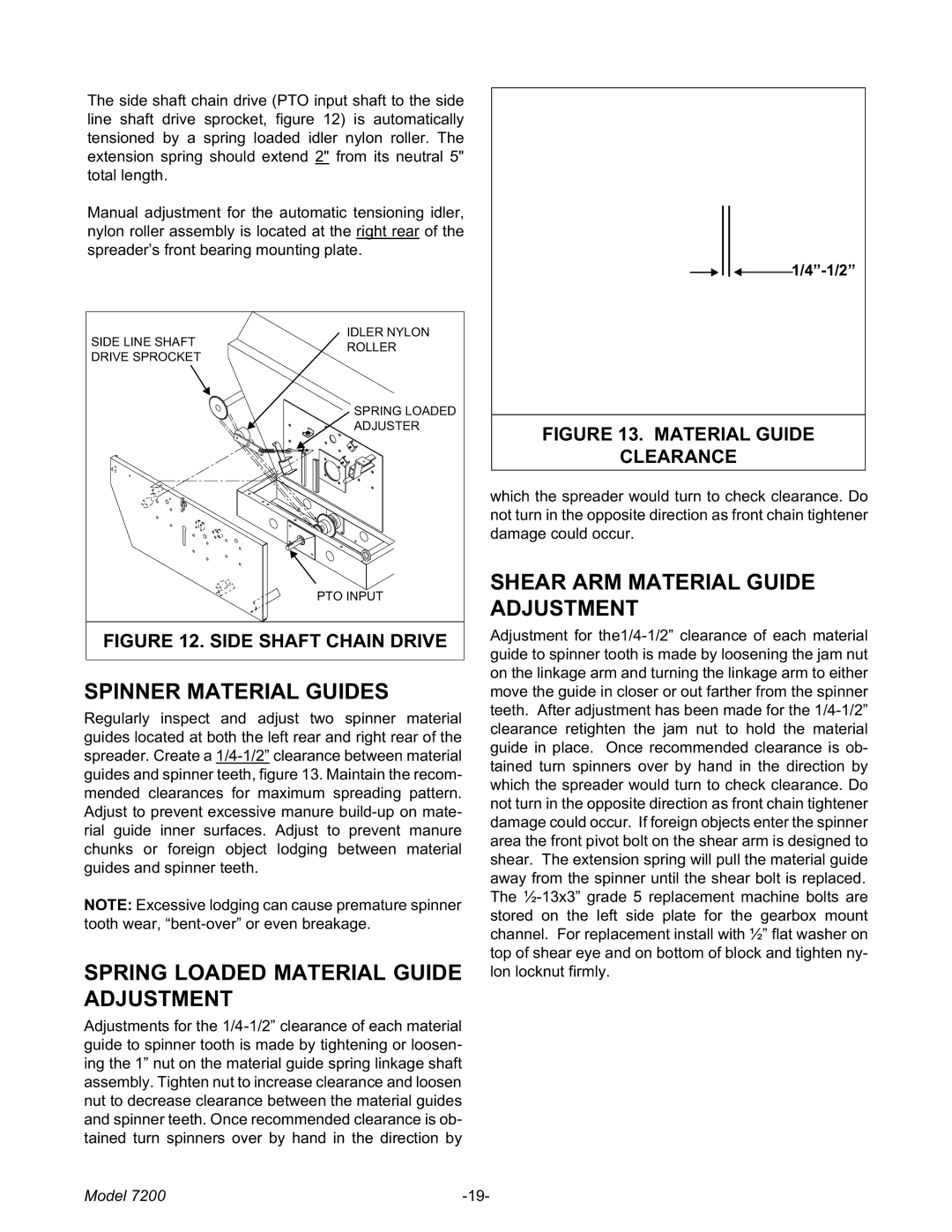 Meyer 7200 Spinner Material Guides, Spring Loaded Material Guide Adjustment, Shear ARM Material Guide Adjustment, 1/2 