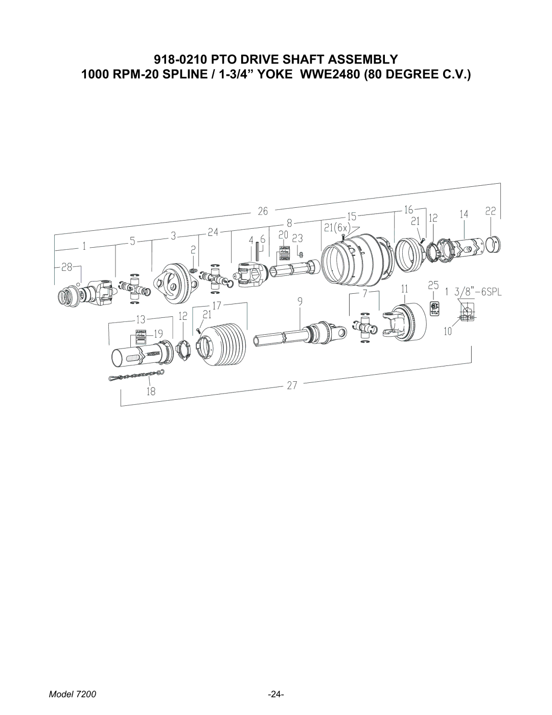 Meyer 7200 manual RPM-20 Spline / 1-3/4 Yoke WWE2480 80 Degree C.V 