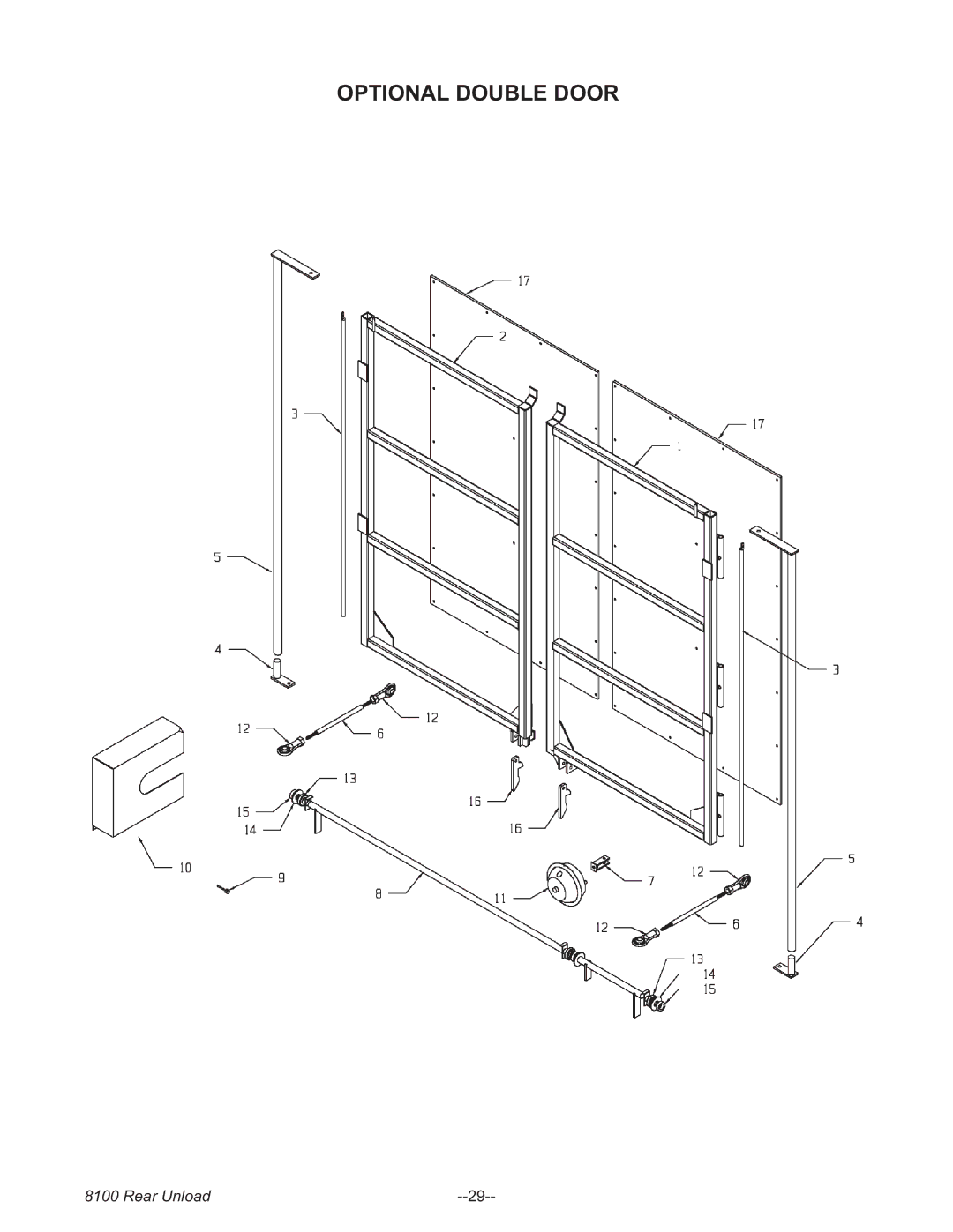 Meyer 8124, 8120, 8118, 8122, 8100 SERIES BOSS REAR UNLOAD FORAGE BOX manual Optional Double Door 