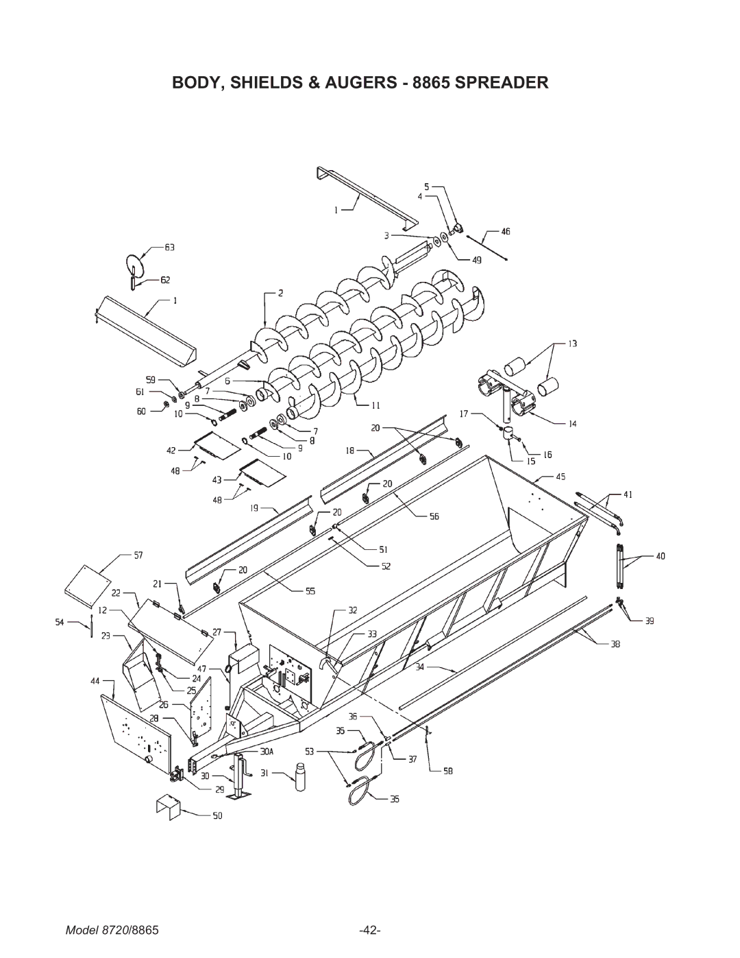 Meyer 8720 manual BODY, Shields & Augers 8865 Spreader 
