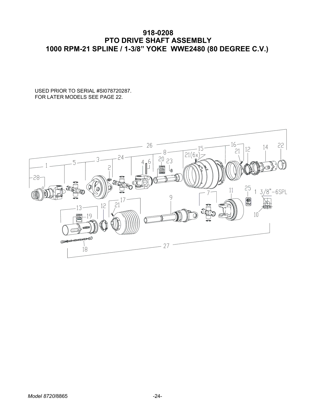 Meyer 8720, 8865 manual PTO Drive Shaft Assembly 