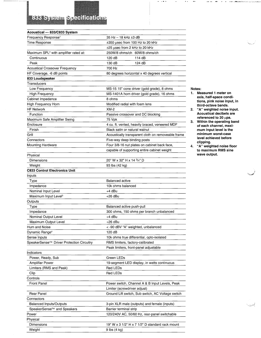 Meyer Sound 833 manual 