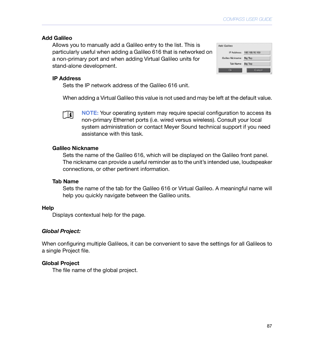 Meyer Sound galileo 616 operating instructions Global Project 