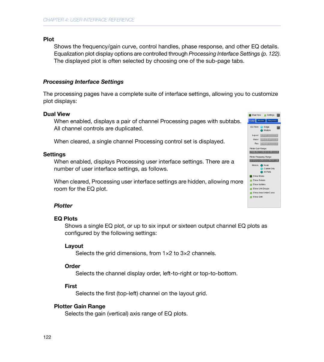 Meyer Sound galileo 616 operating instructions Processing Interface Settings, Plotter 