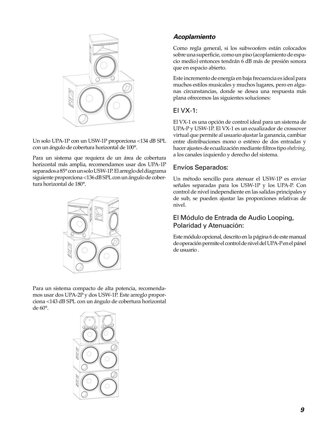 Meyer Sound UPA-1p manual Acoplamiento, Envíos Separados 