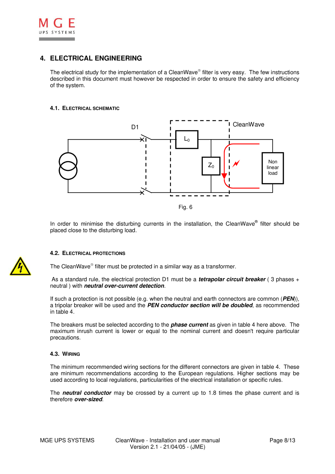 MGE UPS Systems 12280 kVA user manual Electrical Engineering, CleanWave 