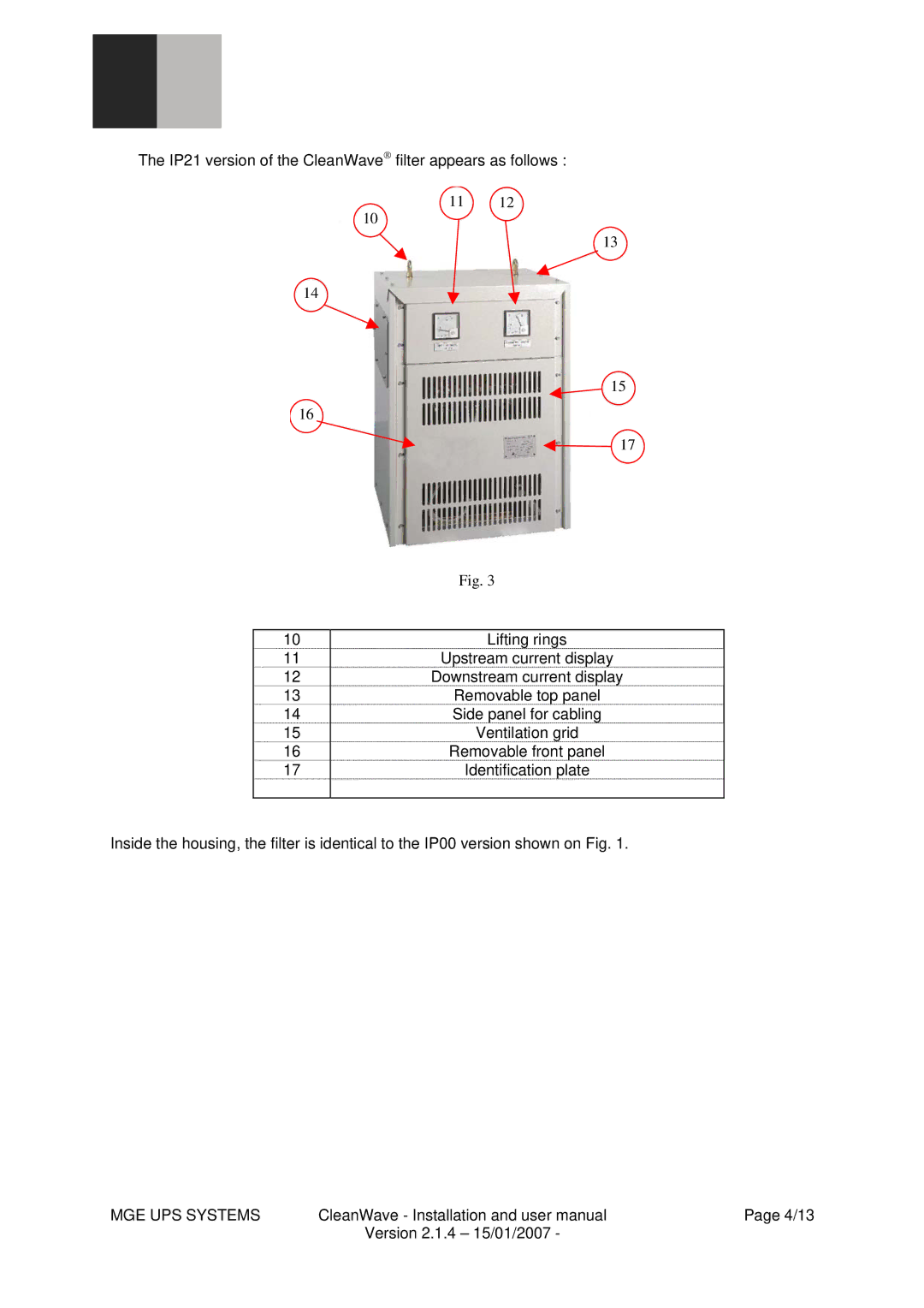 MGE UPS Systems 18/280 kVA user manual 4/13 