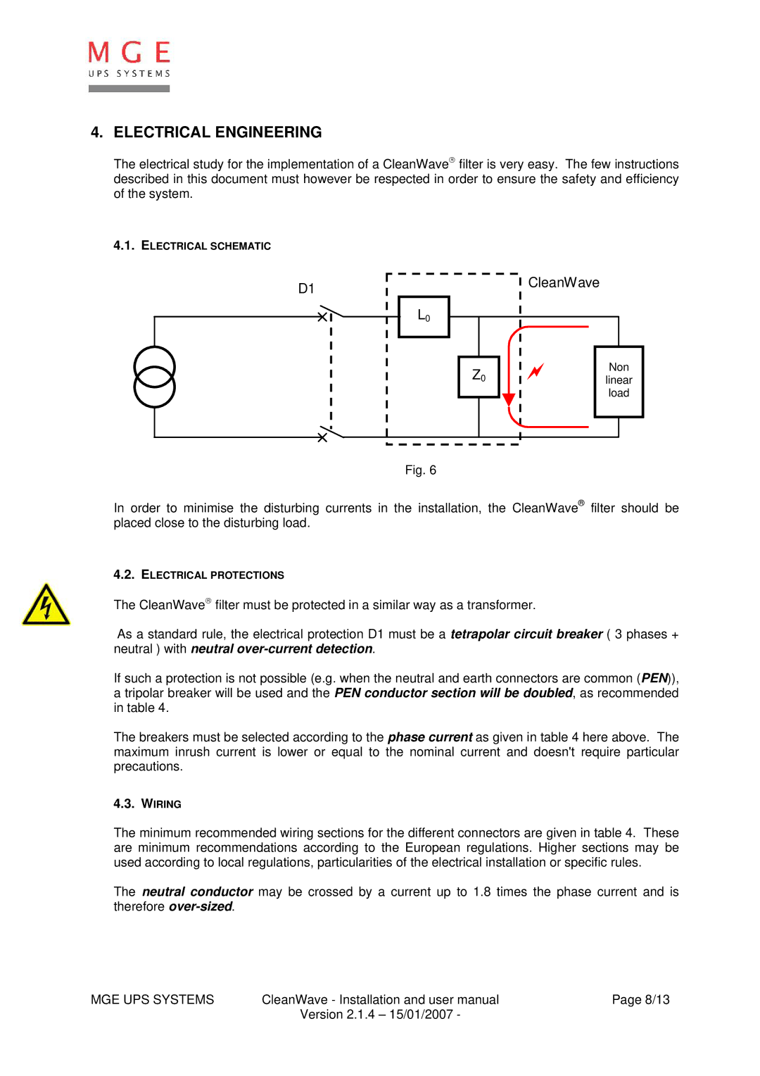 MGE UPS Systems 18/280 kVA user manual Electrical Engineering, CleanWave 